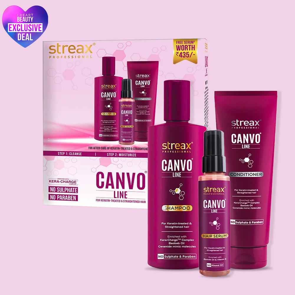 Buy Streax Professional Canvoline Hair Care Combi Kit for After-care of Keratin Treated & Straightened Hair Combo of 3 - Purplle