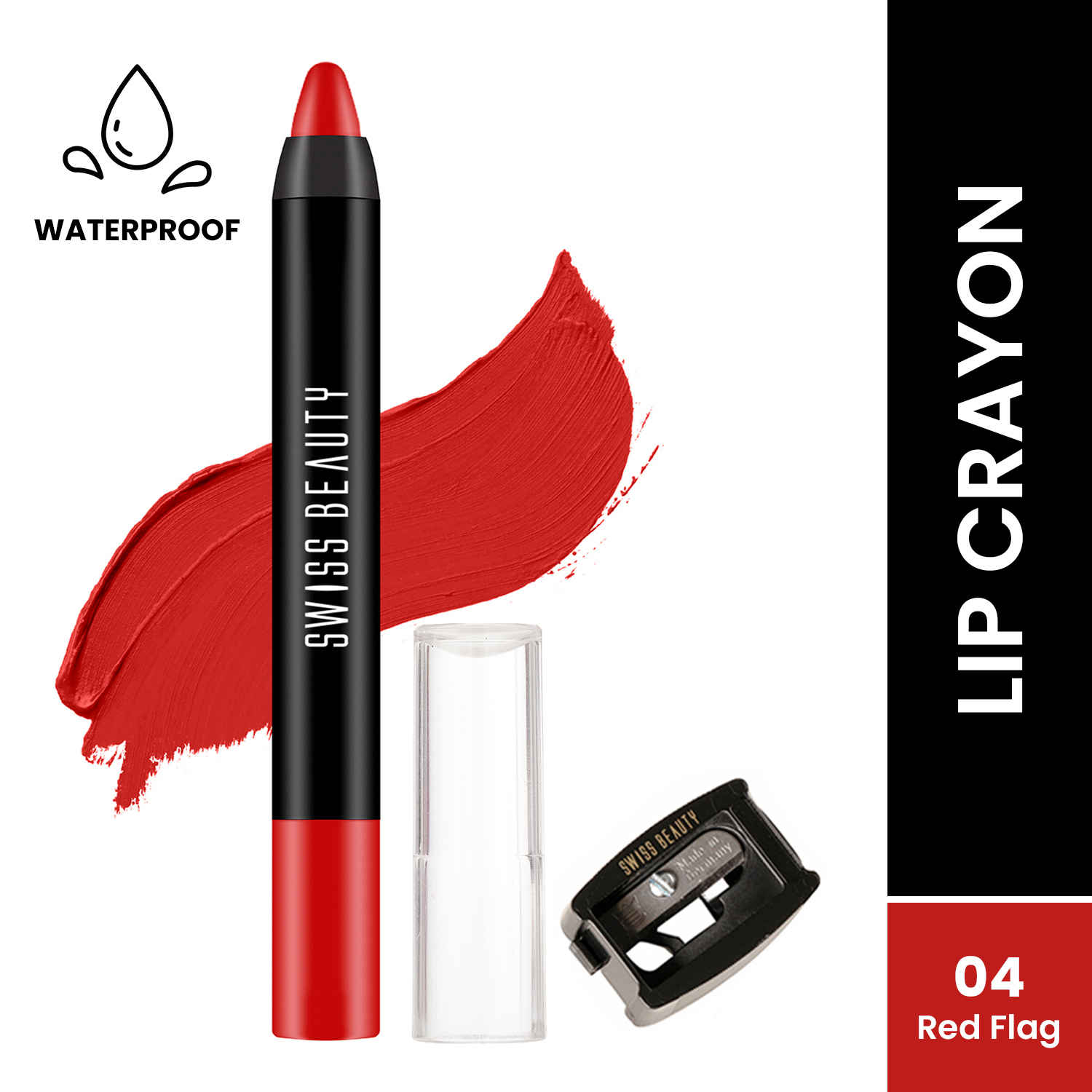 Buy Swiss Beauty Stay Maxx Lip Crayon | 12-Hour Stay | Waterproof | Smudge-Proof | Matte Finish | Hydrating Formula| Free Sharpener Included - Red Flag 3.5 gm - Purplle