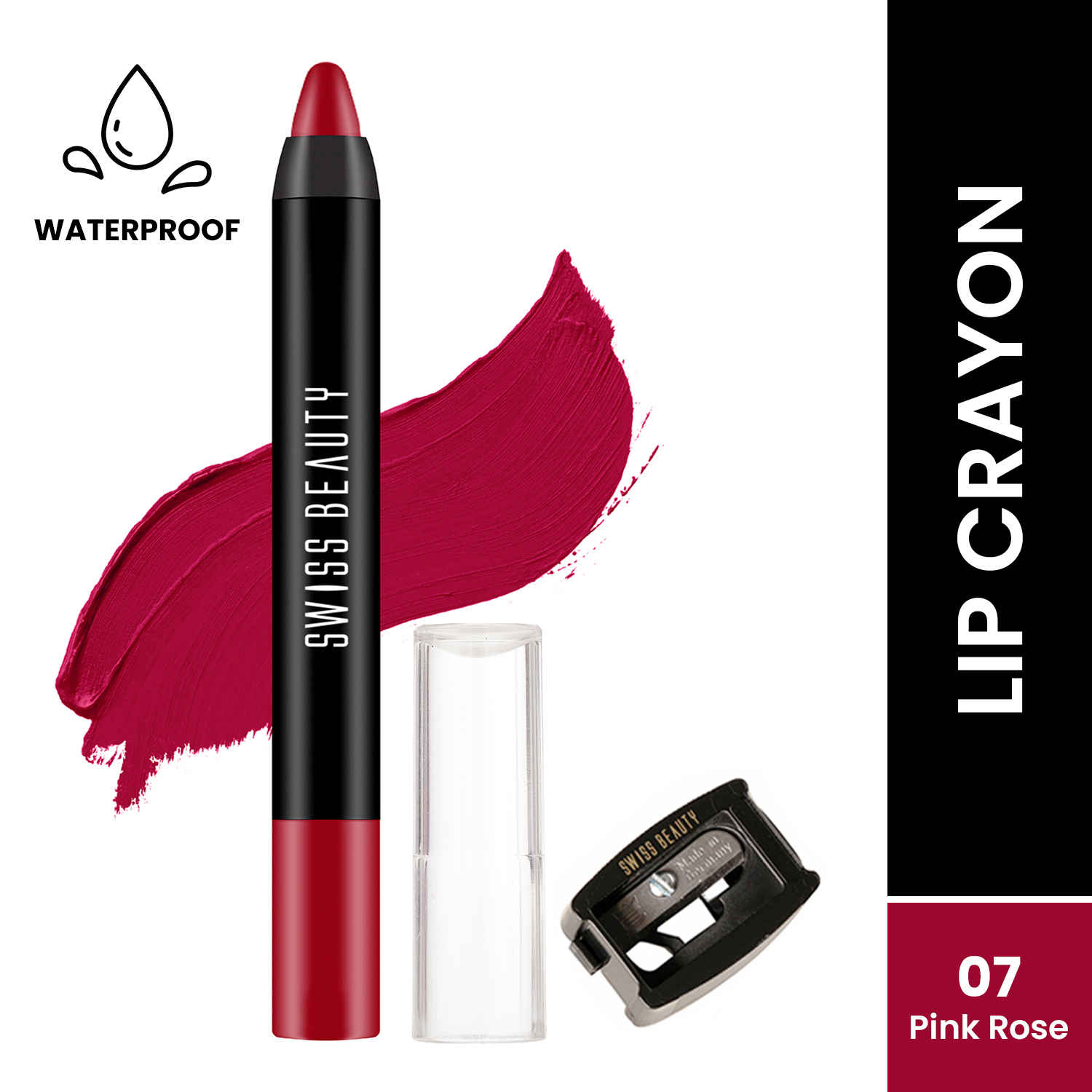 Buy Swiss Beauty Stay Maxx Lip Crayon | 12-Hour Stay | Waterproof | Smudge-Proof | Matte Finish | Hydrating Formula| Free Sharpener Included - Pink Rose 3.5 gm - Purplle