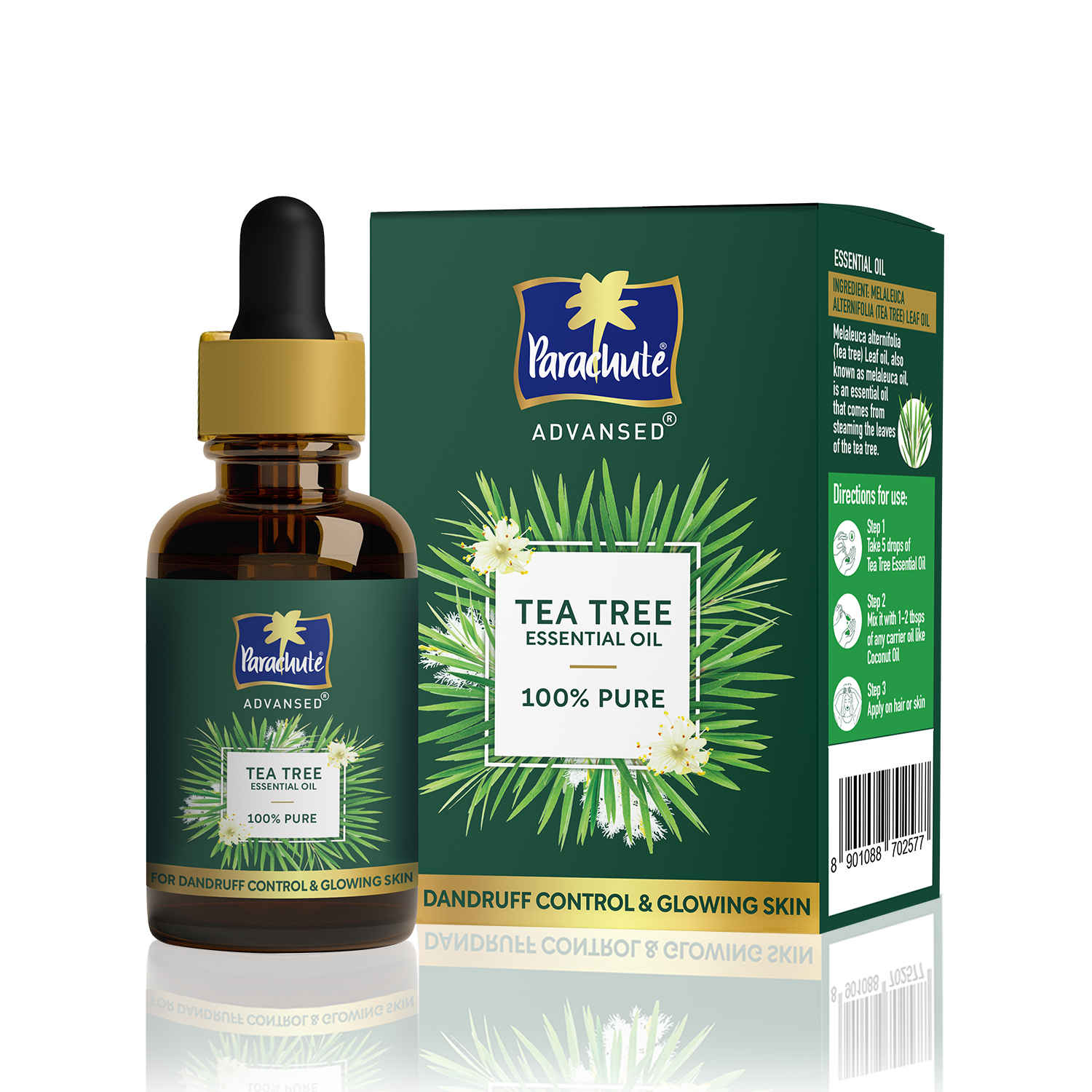 Buy Parachute Advansed Tea Tree Essential Oil | 100% Pure| for Dandruff Control & Glowing Skin | Moisturises dry hair, Controls Dandruff , for Healthy & Clear looking Skin - 14 ml - Purplle