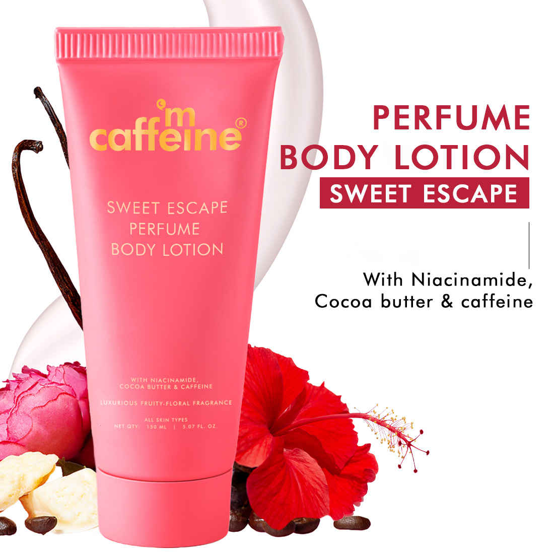 Buy mCaffeine Sweet Escape Perfume Body Lotion with Niacinamide, Cocoa & Shea Butter | Deeply Moisturizes | Luxury Fruity-Floral Scented Lotion - 150 ml - Purplle