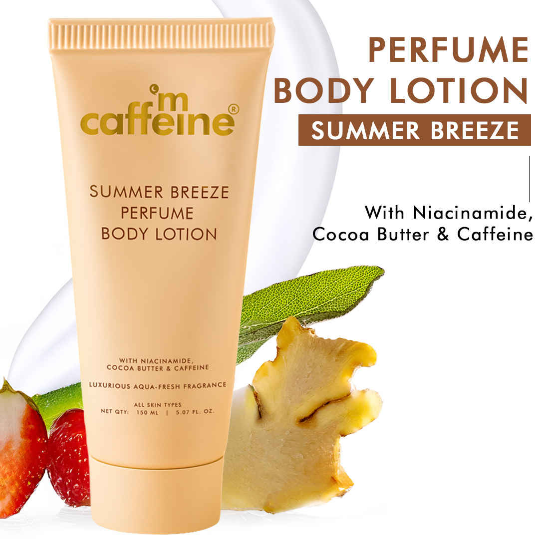 Buy mCaffeine Summer Breeze Perfume Body Lotion with Niacinamide, Cocoa & Shea Butter | Deeply Moisturizes | Luxury Aqua-Fresh Scented Lotion - 150 ml - Purplle