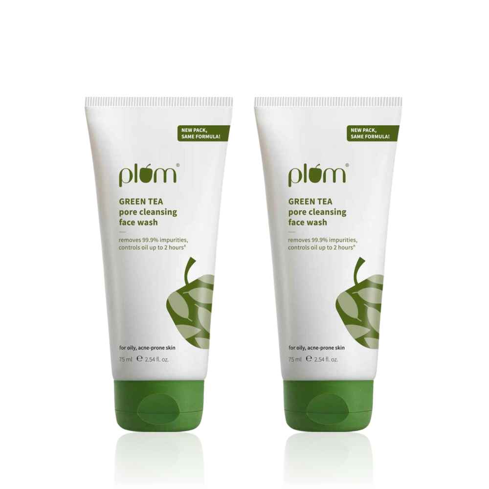 Buy Plum Green Tea Duo Face wash 75 ml, Pack of 2 - Purplle