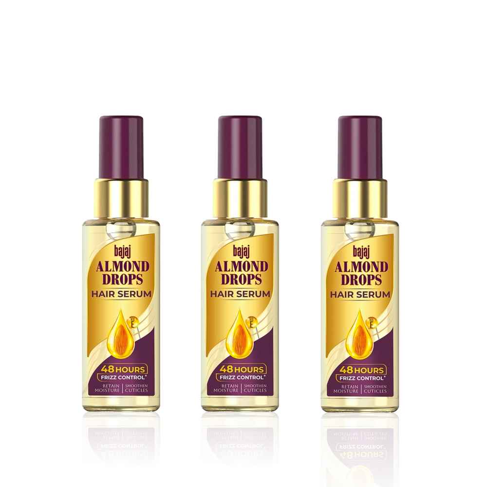 Buy Bajaj Almond Drops Almond Drops Hair Serum with Oil 150 ml (50 ml * 3) Pack of 3 - Purplle