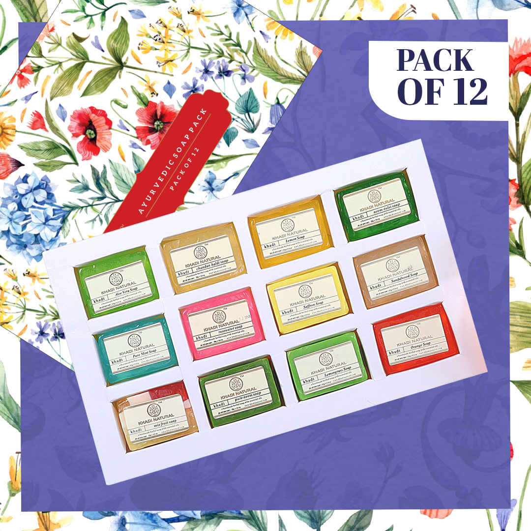 Buy Khadi Natural Ayurvedic Soap Kit (Set Of 12) - Purplle