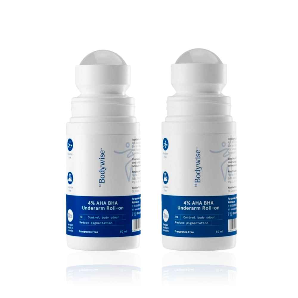 Buy Be Bodywise 4% AHA BHA Underarm Roll On (Fragrance Free) Pack of 2 - (50 ml * 2) - Purplle
