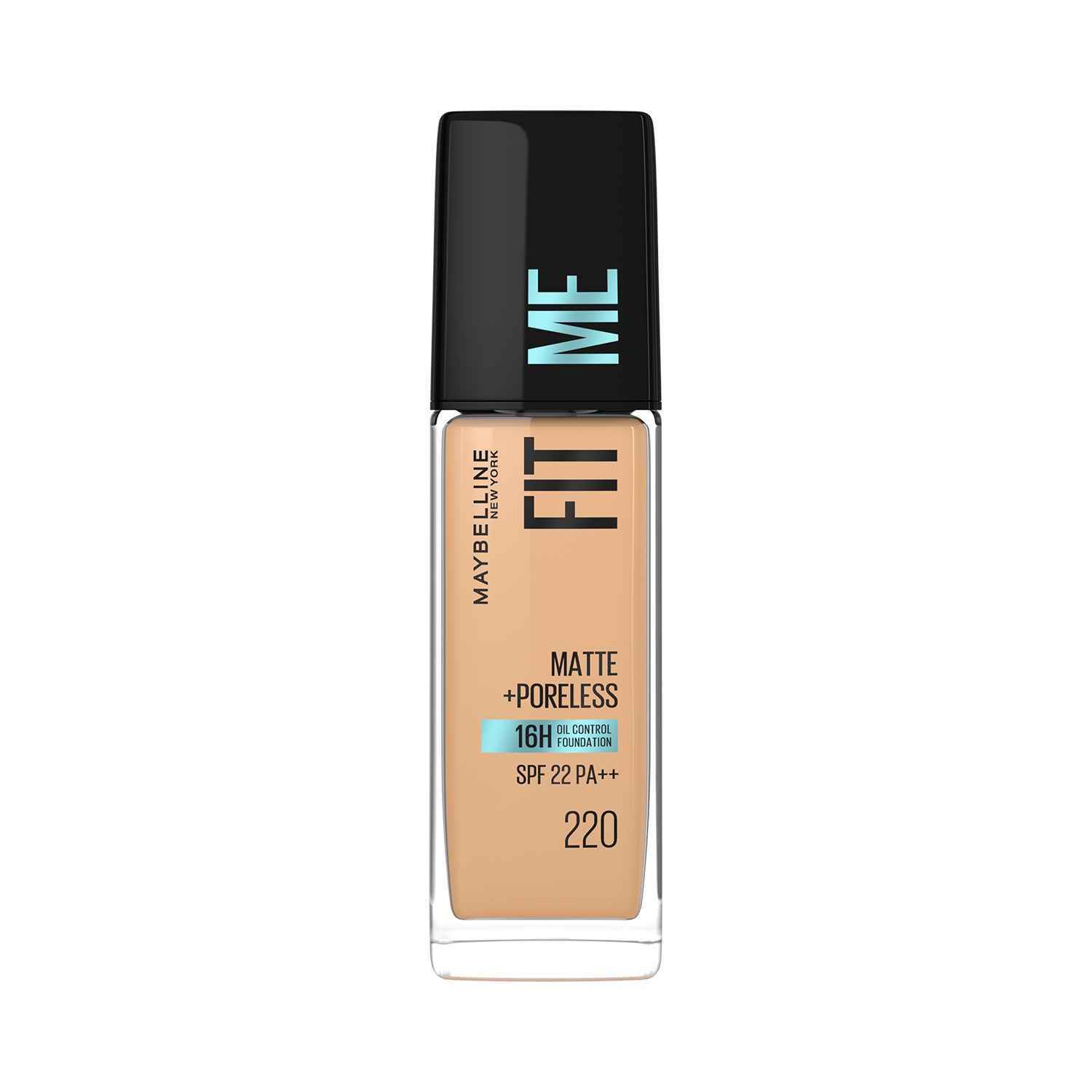 Buy Maybelline New York Fit Me Matte+Poreless Liquid Foundation 16H Oil Control  - 220 Natural Beige, 30 ml - Purplle