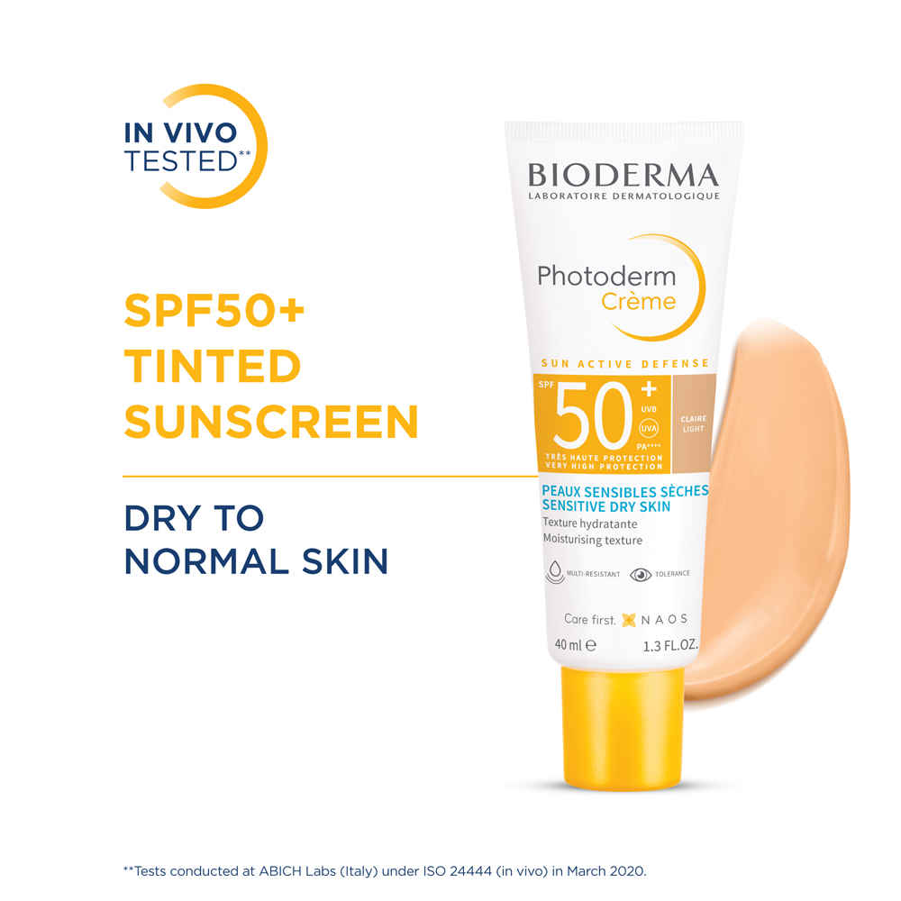 Buy Bioderma Photoderm CremeA Claire Light SPF 50+ Sunscreen Cream Sensitive Dry Skin, 40 ml - Purplle