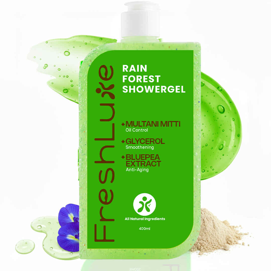 Buy FreshLuxe Rain Forest Body Wash & Shower Gel | Infused with 1% Saligaurd PCG, Glycerol & Multani Mitti | Acne Control & Cleansing | Paraben & SLS Free | Rain Bath Scent| 400 ml - Purplle