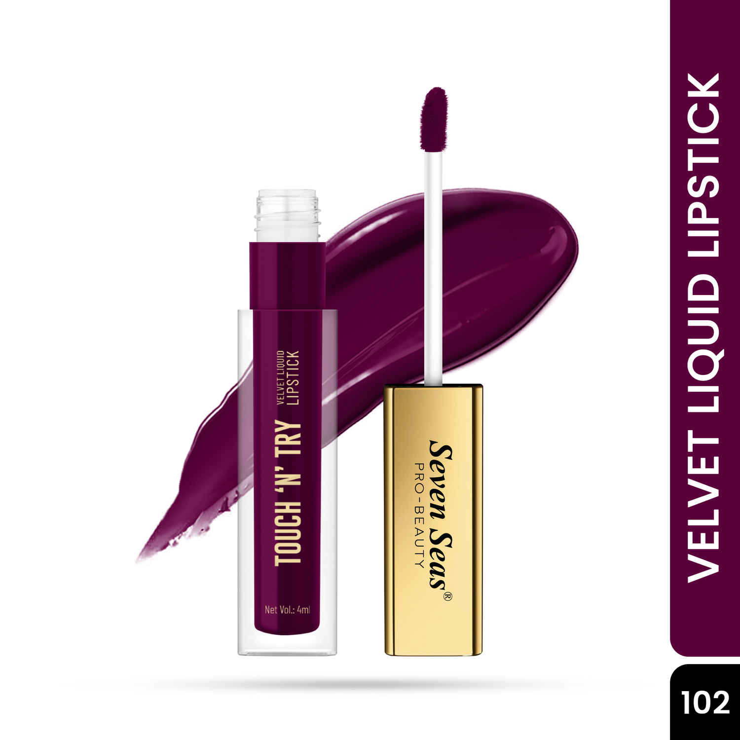 Buy Seven Seas Touch N Try Velvet Liquid Lipstick - 02 (4 ml) | Matte Finish | One Swipe Application | Non Transfer | Water Proof | Liquid Lipstick for Women - Purplle