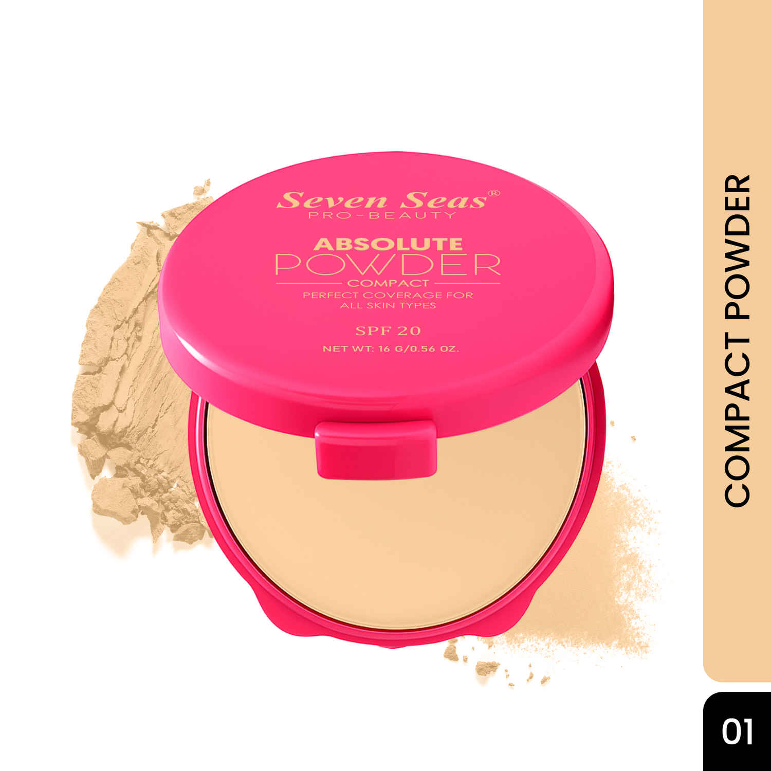 Buy Seven Seas Absolute Compact Powder - (Shade-01, 16 gm) | Weightless Texture | Comfortable Wear | Compact Powder for Women | SPF-20 - Purplle