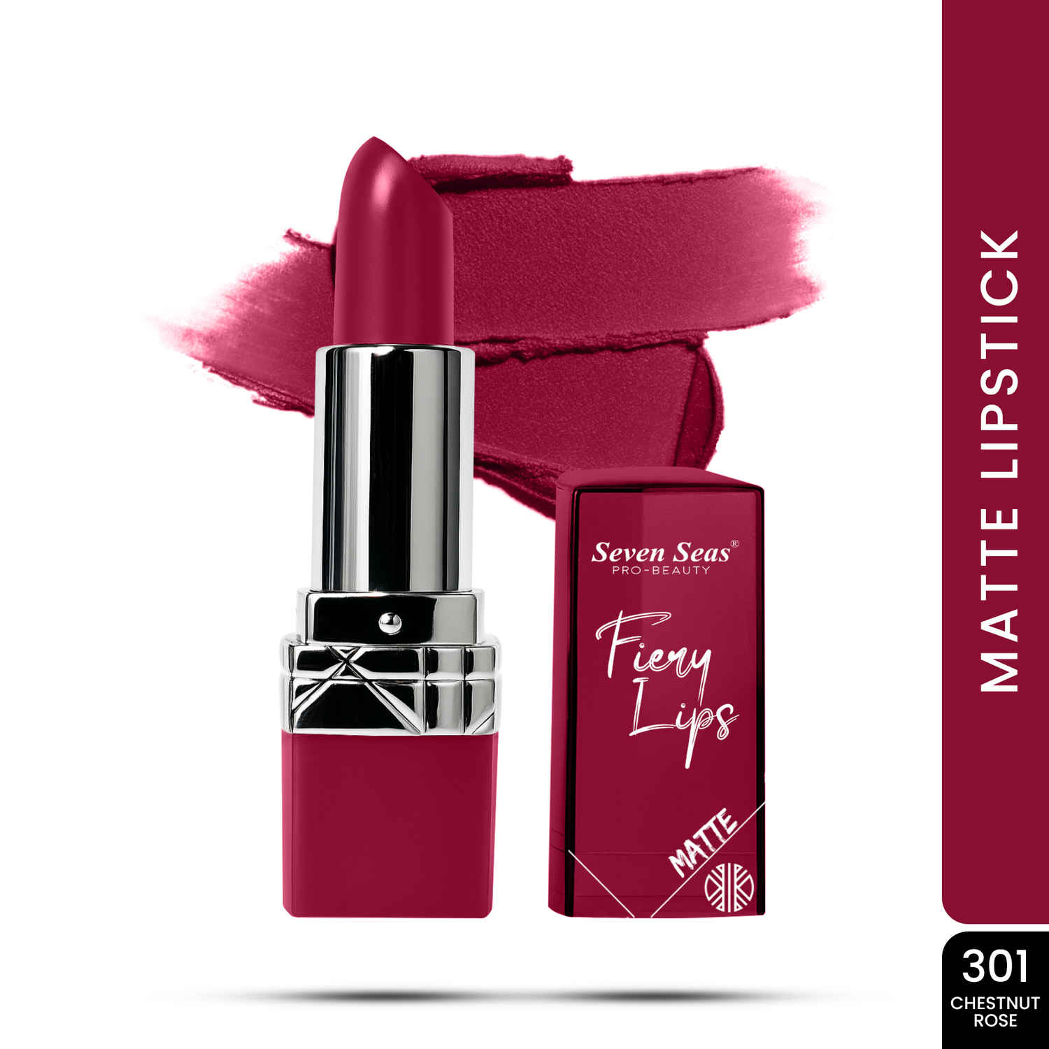 Buy Seven Seas Fiery Lips Matte Lipstick - 301-Chestnut Rose (3.5 gm) | Long Lasting Matte Lipstick | Intense Matte Finish - Purplle