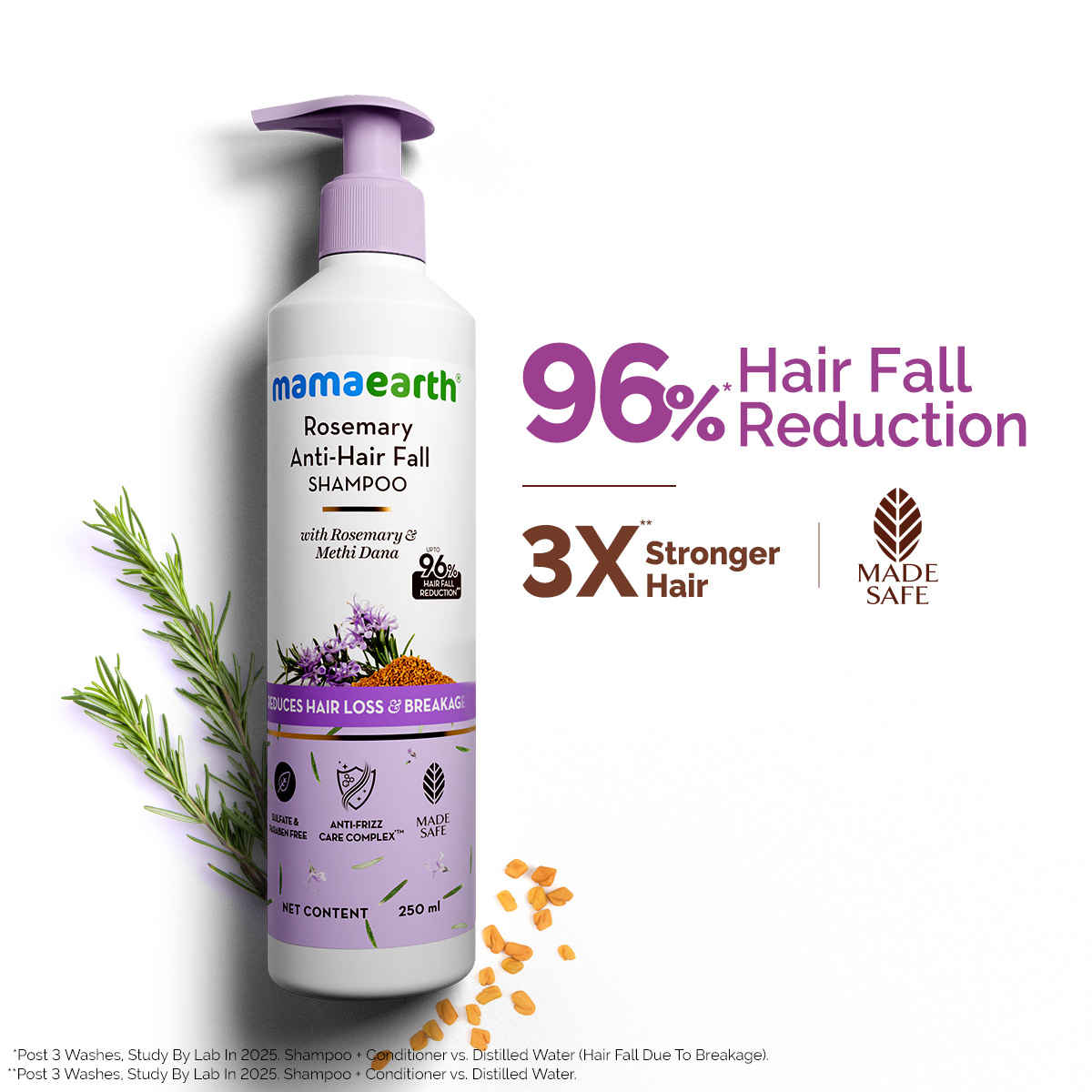 Buy Mamaearth Rosemary Anti-Hair Fall Shampoo with Rosemary & Methi Dana for Reducing Hair Loss & Breakage - 250 ml - Purplle