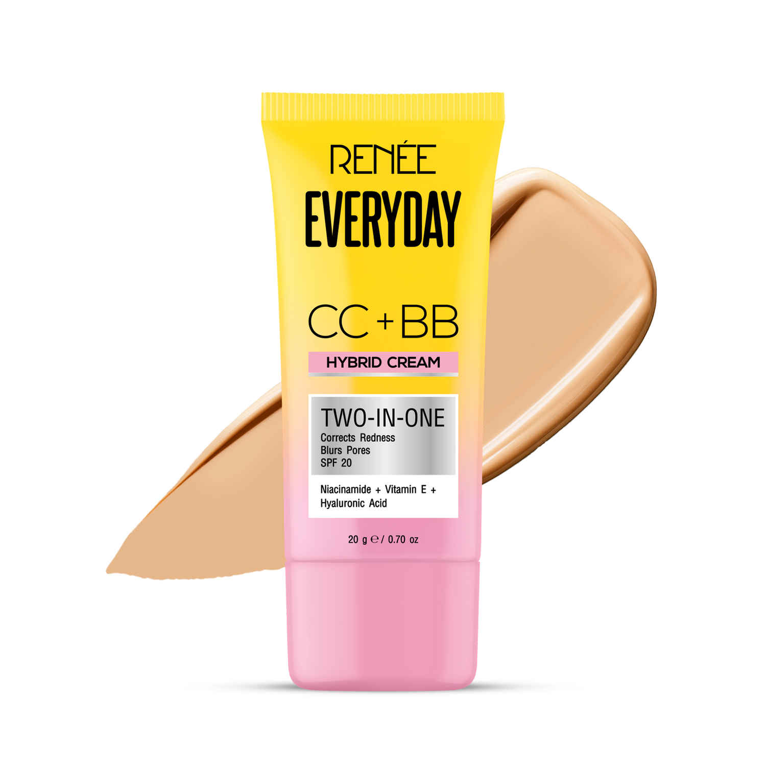 Buy RENEE Everyday CC + BB Hybrid Cream With SPF 20 | Corrects Redness, Blurs Pores, Refines Skin Tone, Hydrates Skin | With Hyaluronic Acid & Niacinamide | Lightweight, Buildable Coverage | 20 gm - Classic Frappe - Purplle