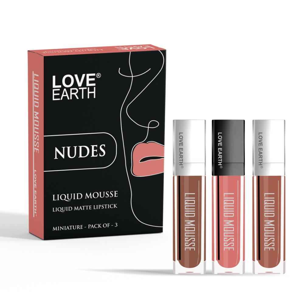 Buy Love Earth Liquid Mousse Lipstick Nudes- Pack Of 3, 6 ml - Purplle