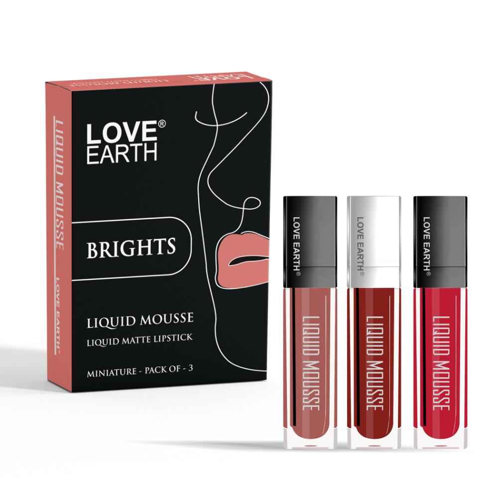 Buy Love Earth Liquid Mousse Lipstick Brights- Pack Of 3, 6 ml - Purplle