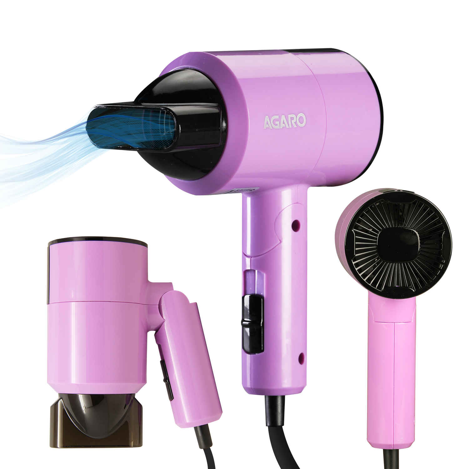 Buy AGARO HD-1211 Hair Dryer 1100 Watts, 2 Heat Speed and Cool Mode, Foldable (Compact in Size), Purple - 1 pc - Purplle