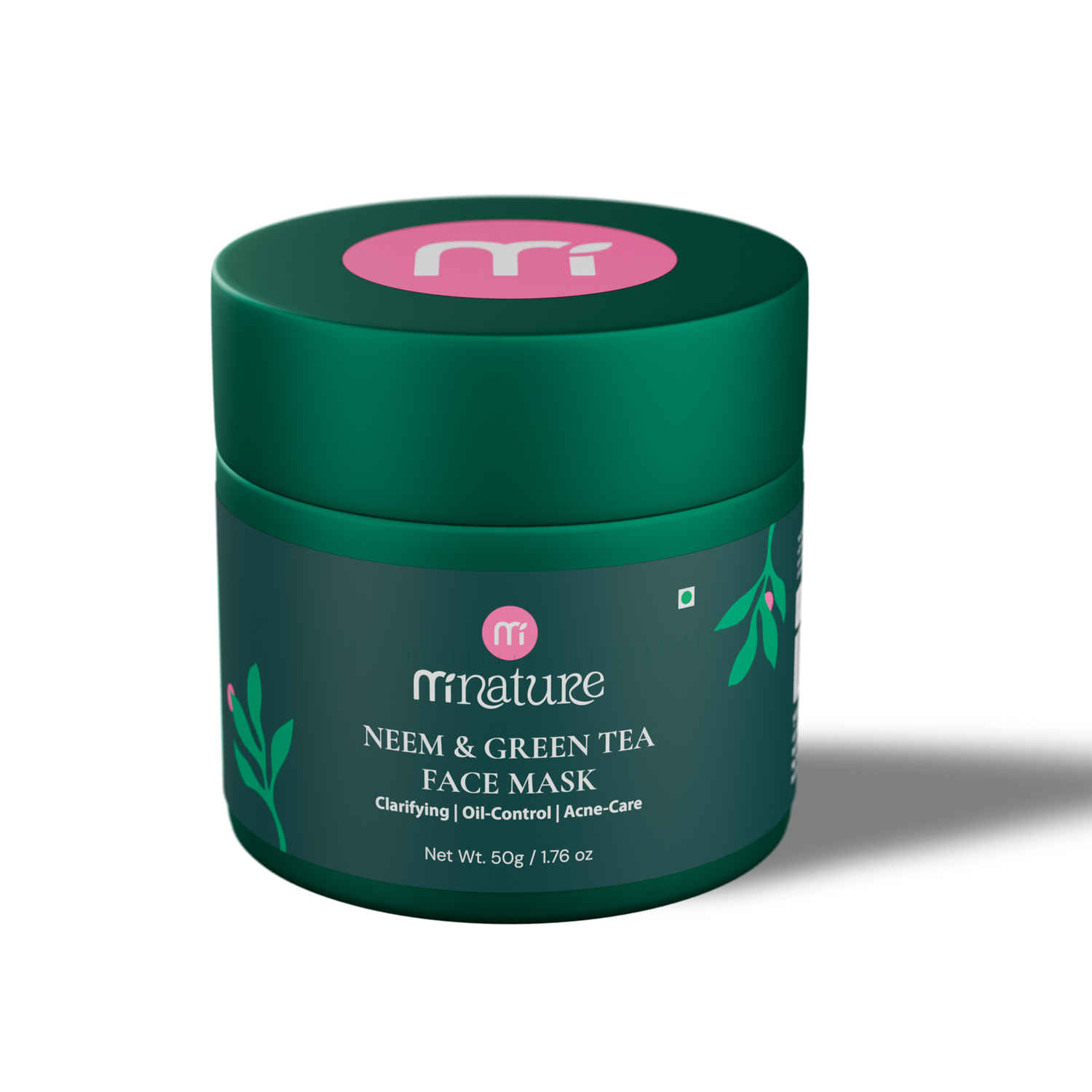 Buy MINATURE Neem & Green Tea Clarifying Ready-to-Use Clay Mask for Balanced, Smooth, and Naturally Refreshed Skin – 50 gm | With Salicylic Acid, Mandelic Acid, Hyaluronic Acid, Green Tea, Tea Tree & Neem Extracts – Dermatologically Tested Face Mask - Purplle