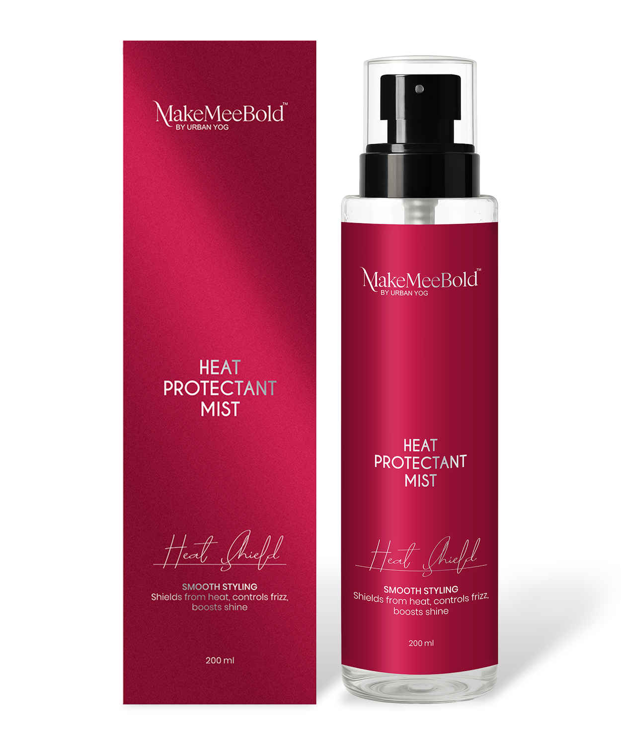 Buy MakeMeeBold Heat Protectant Spray for Hair | Protects from Heat up to 230°C / 450°F | Frizz-Free, Silky Finish | Aloe Vera, Vitamin E, Niacinamide, Pea Protein | Hair Strengthening & Shine Mist for All Hair Types (200 ml) - Purplle