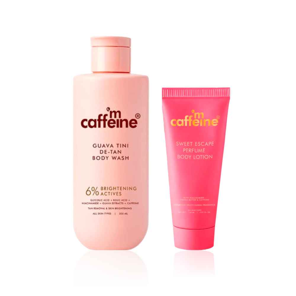 Buy mCaffeine Detan Body Wash & Sweet Escape Lotion Combo (Sweet Escape Lotion 150 ml + Detan Body Wash 300 ml) Combo of 2 - Purplle