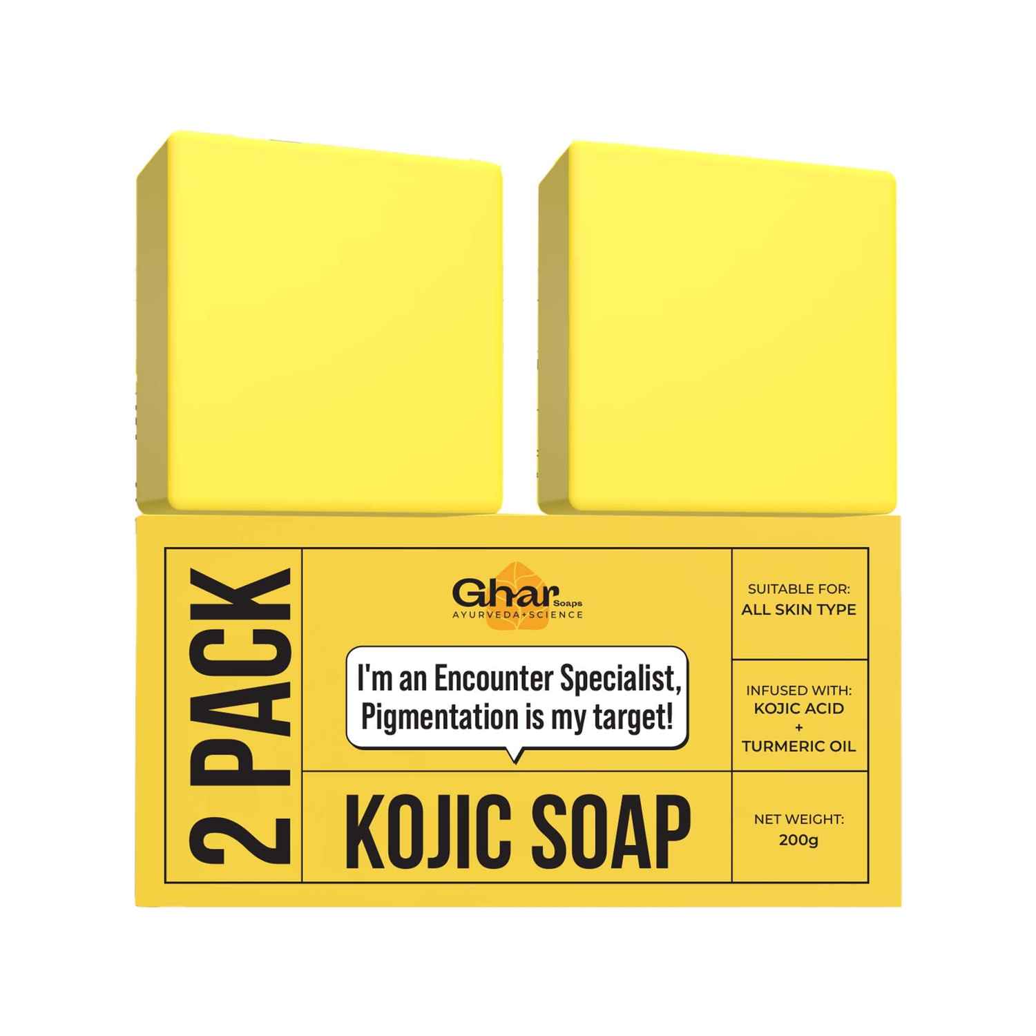 Buy GHAR SOAPS Kojic Acid 2% Soap with Niacinamide | For Pigmentation, Sun damage, Brightening Underarm & Reduces Dark Spot | Soap for Men & Women | Suitable for All Skin Types |(Pack of 2) (100 gm x 2) - Purplle