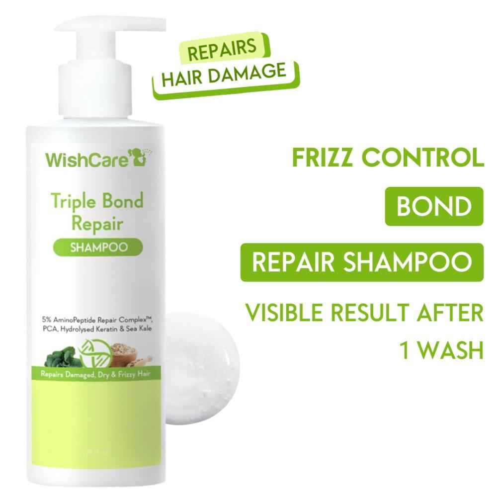 Buy WishCare Triple Bond Repair Shampoo - 5% AminoPeptide Complex & PCA - Repairs Damaged Dry & Frizzy Hair 250 ml - Purplle