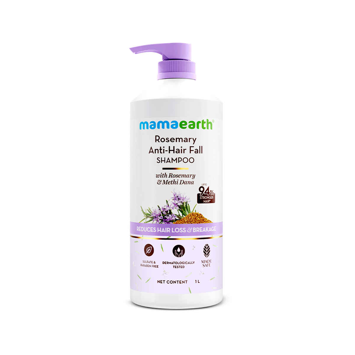Buy Mamaearth Rosemary Anti-Hair Fall Shampoo with Rosemary & Methi Dana for Reducing Hair Loss & Breakage - | Up to 94% Stronger Hair | Up to 93% Less Hair Fall | Sulphate Free Shampoo | For Men and Women 1000 ml - Purplle
