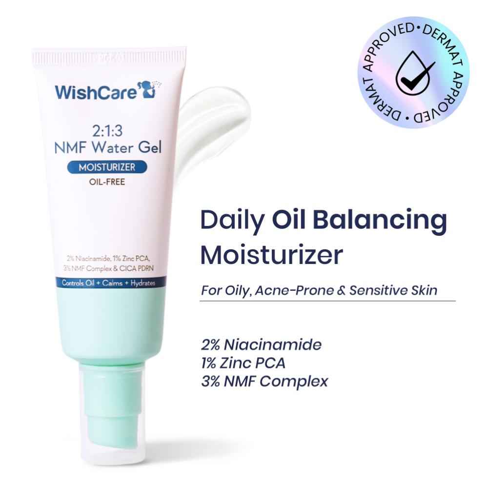 Buy WishCare 2:1:3 NMF Water Gel Moisturizer for Oily & Sensitive Skin | Oil-Free Moisturizer For Acne Prone Skin | With Niacinamide, Zinc PCA & NMF | Controls Oil & Hydrates | For Men & Women | 50 ml - Purplle