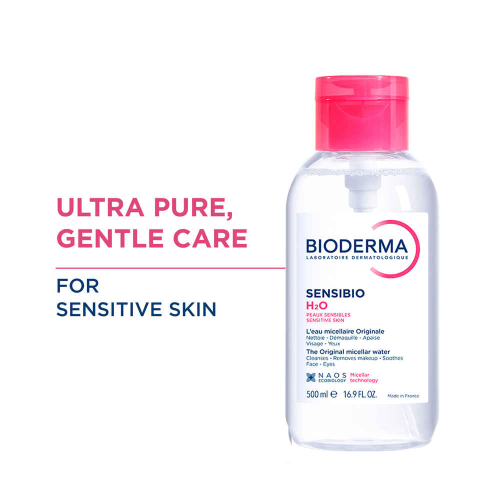 Buy Bioderma Micellar Water Sensibio H2O With Removes Makeup - Pump(500 ml) - Purplle