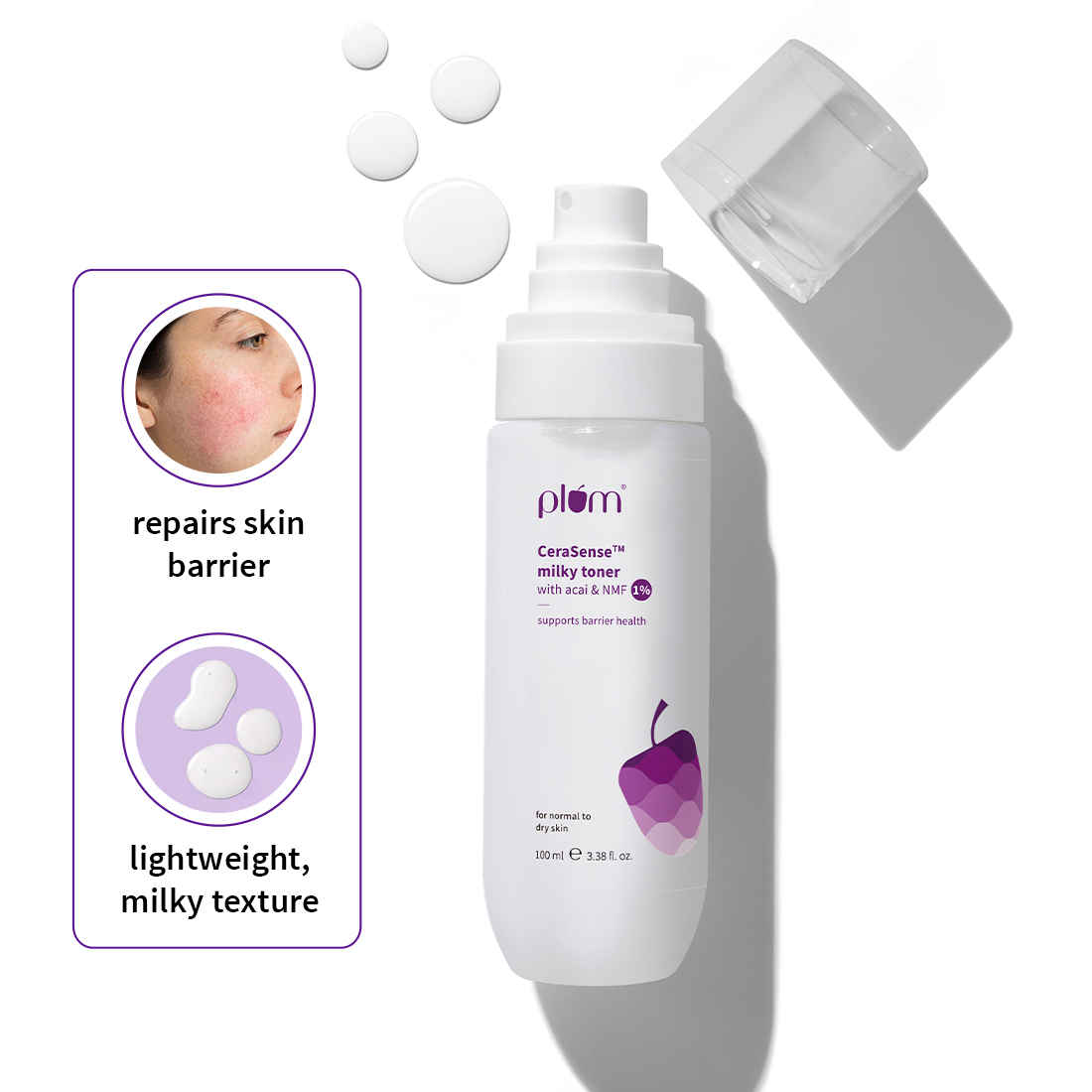 Buy Plum&nbsp;CeraSense Milky Toner with Ceramides & Peptides | Repairs skin barrier, hydrates & nourishes | 100 ml - Purplle