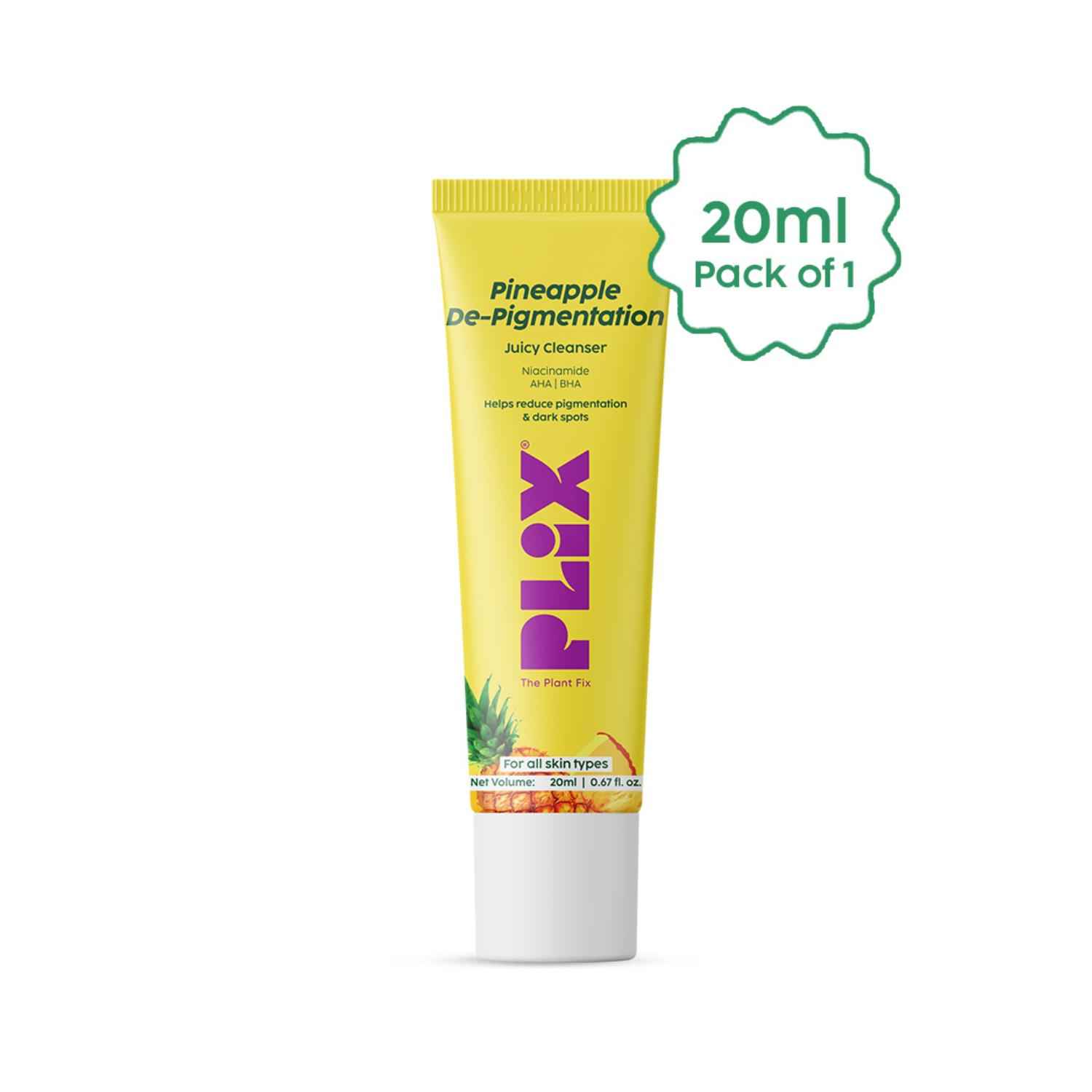 Buy PLIX 5% Pineapple Juicy Mini Facewash/Cleanser For Depigmentation | For Skin Brightening & Even Toned Complexion | Free Of Sulphates, Paraben & Silicones | 20 ml - Purplle