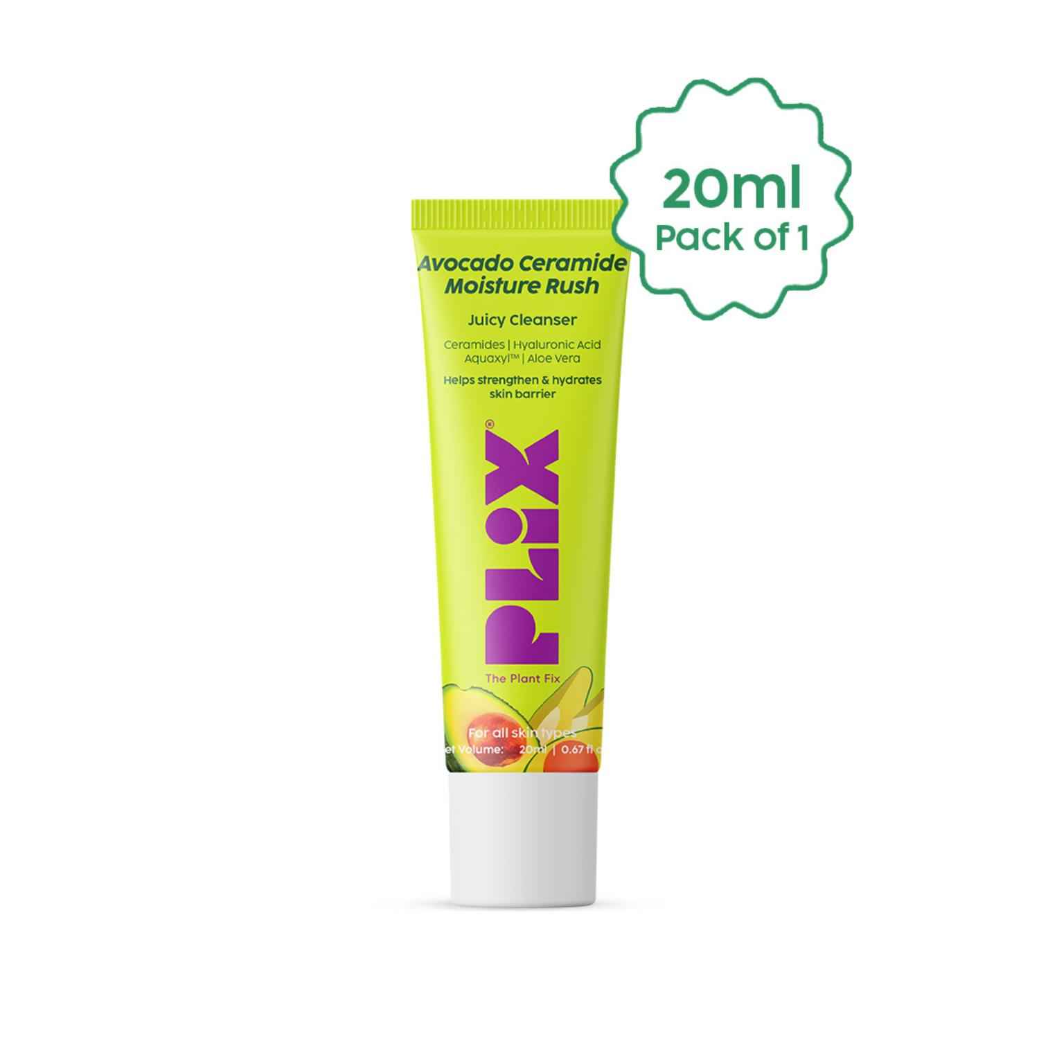 Buy PLIX Avocado Ceramide Moisture Rush Juicy Face Wash/Cleanser for Deep Cleansing | Ceramide Face Wash| Nourishes & Hydrates Skin| Gentle Cleanser for Sensitive Skin| For Men & Women| 20 ml - Purplle