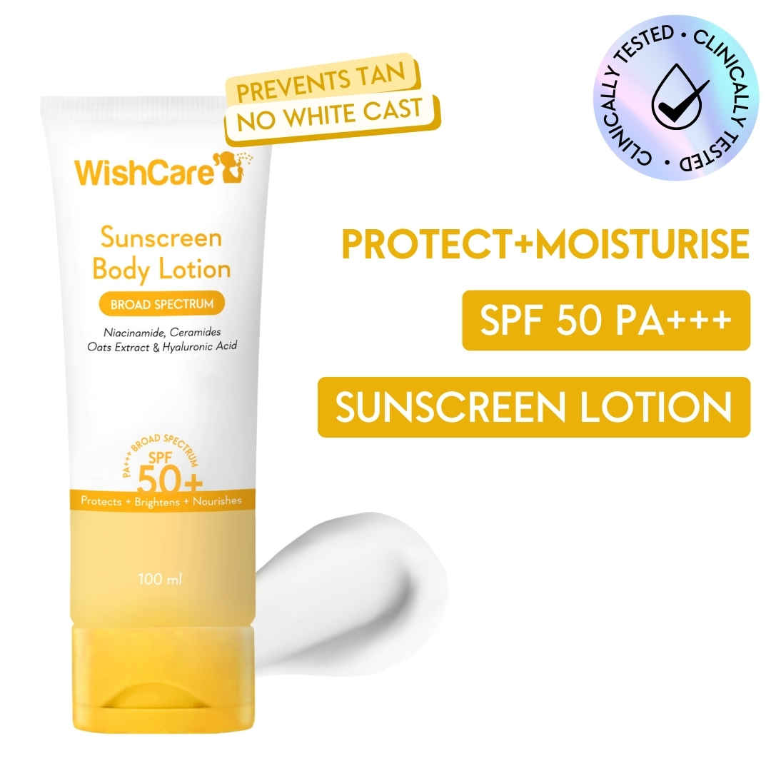 Buy WishCare SPF50 Sunscreen Body Lotion 100 ml - Broad Spectrum - UVA & UVB Protection with No White Cast - Purplle