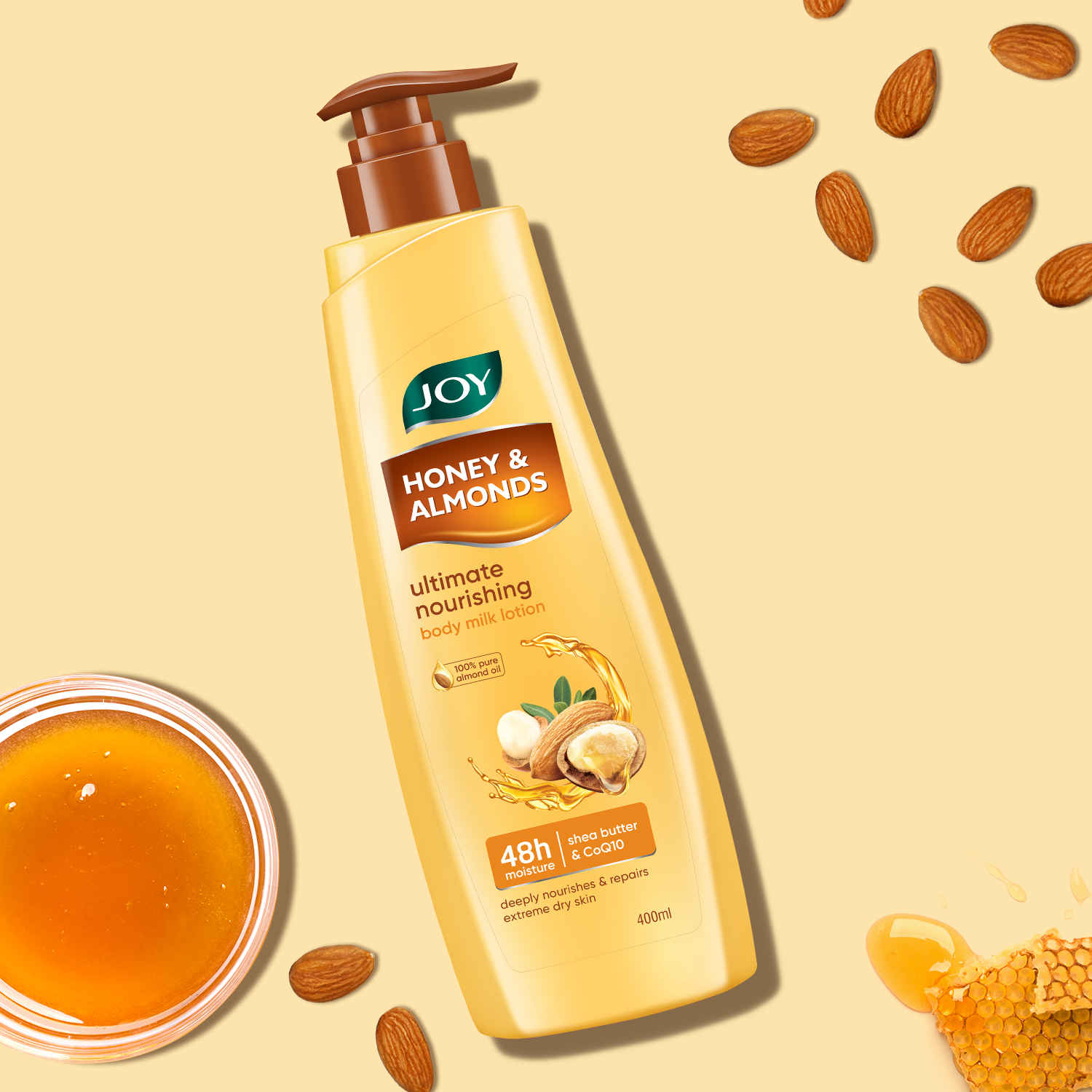 Buy Joy Honey & Almonds Ultimate Nourishing Body Milk Lotion (400 ml) | With Shea Butter & Vitamin E | Long Lasting Moisture | Prevents Dryness & Provides Intense Moisturization for Dry Skin - Purplle