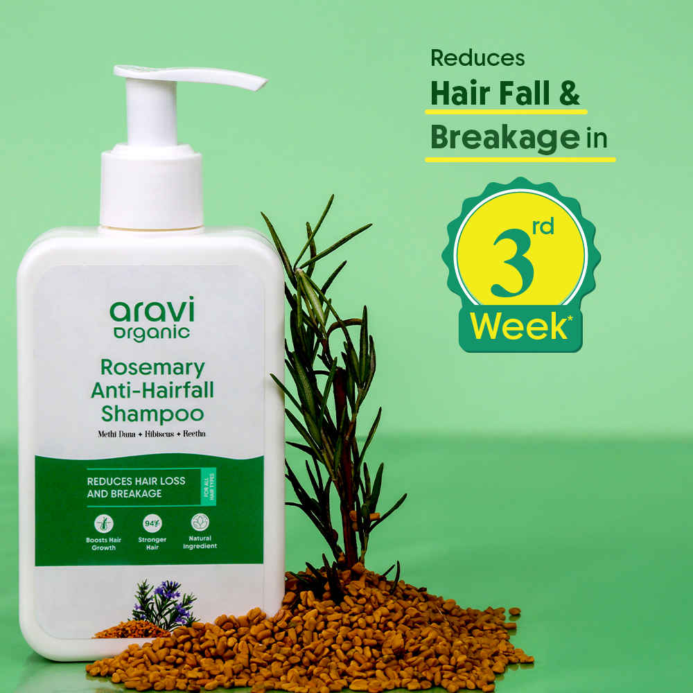 Buy Aravi Organic Rosemary Anti-Hairfall Shampoo | Hair Growth & Hairfall Control | Up to 94% Stronger Hair | Sulfate-Free | Suitable for Men & Women | For All Hair Types – 200 ml - Purplle