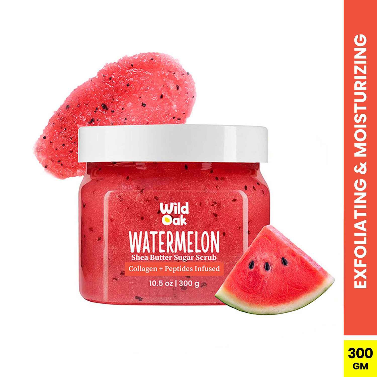 Buy Wild Oak Watermelon Shea Sugar Scrub | 300 gm | With Niacinamide, Collagen, Peptides & Ceramides | Tan Removal & Smooth Skin | Removes Dead Skin | Ultra Hydrating, Exfoliating & Moisturising Sugar Body Scrub - Purplle