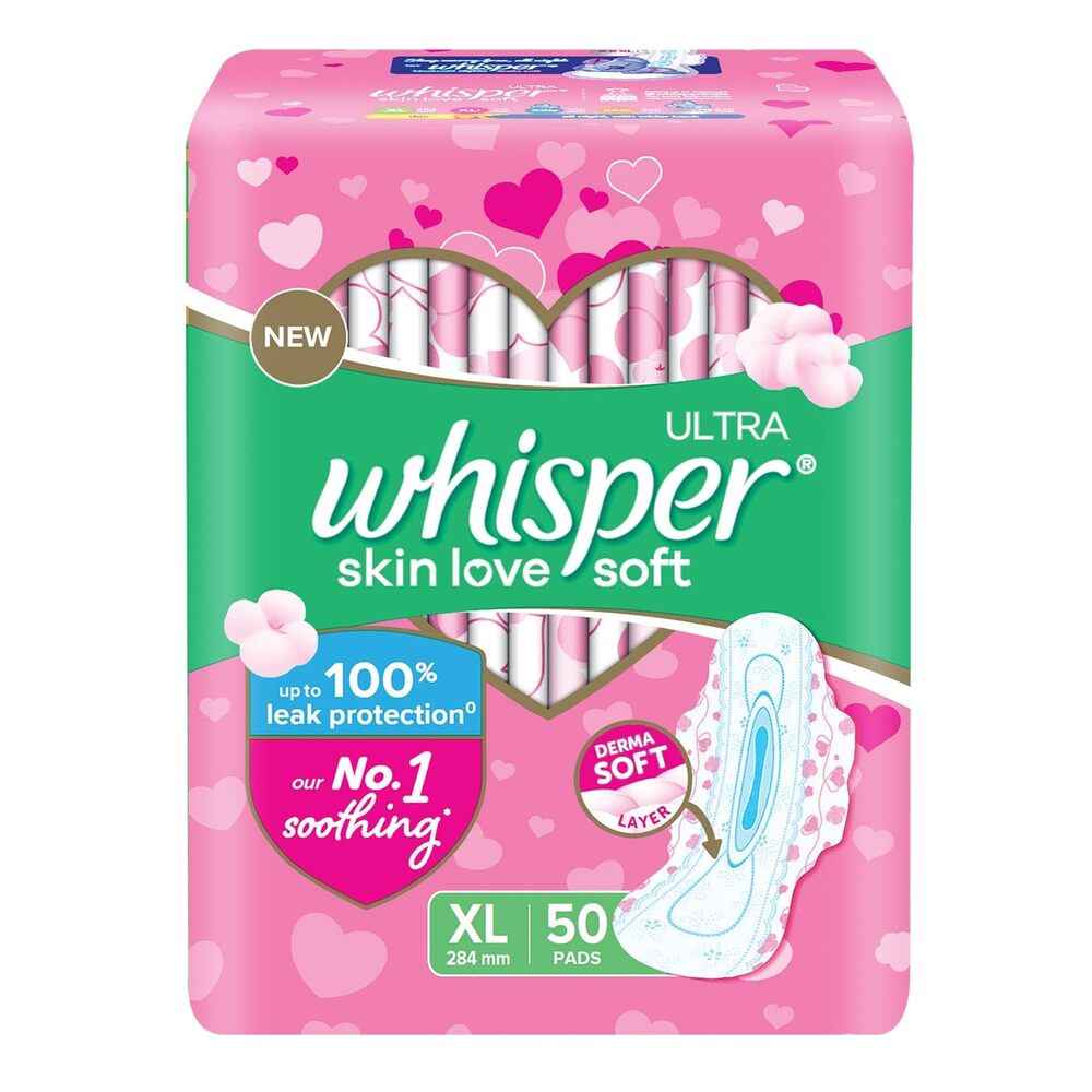 Buy Whisper Ultra Soft Sanitary Pads - 50 Pieces (XL) - Purplle