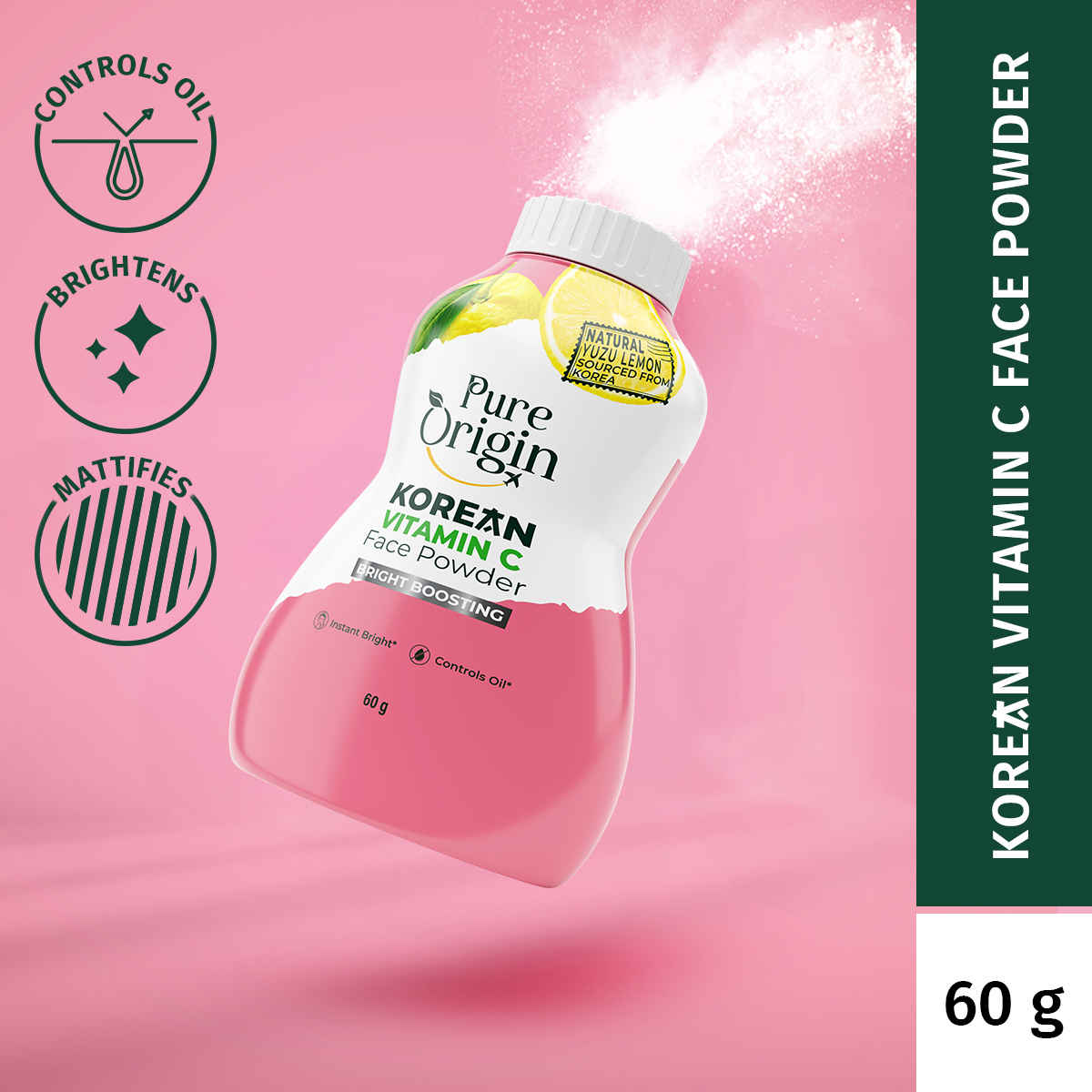 Buy Pure Origin Korean Vitamin C Bright Boosting Face Powder | Flawless Matte Finish | Get Oil-Free, Even-Toned Skin Instantly|Natural Glow without Makeup| For all skin types | 60 gm - Purplle