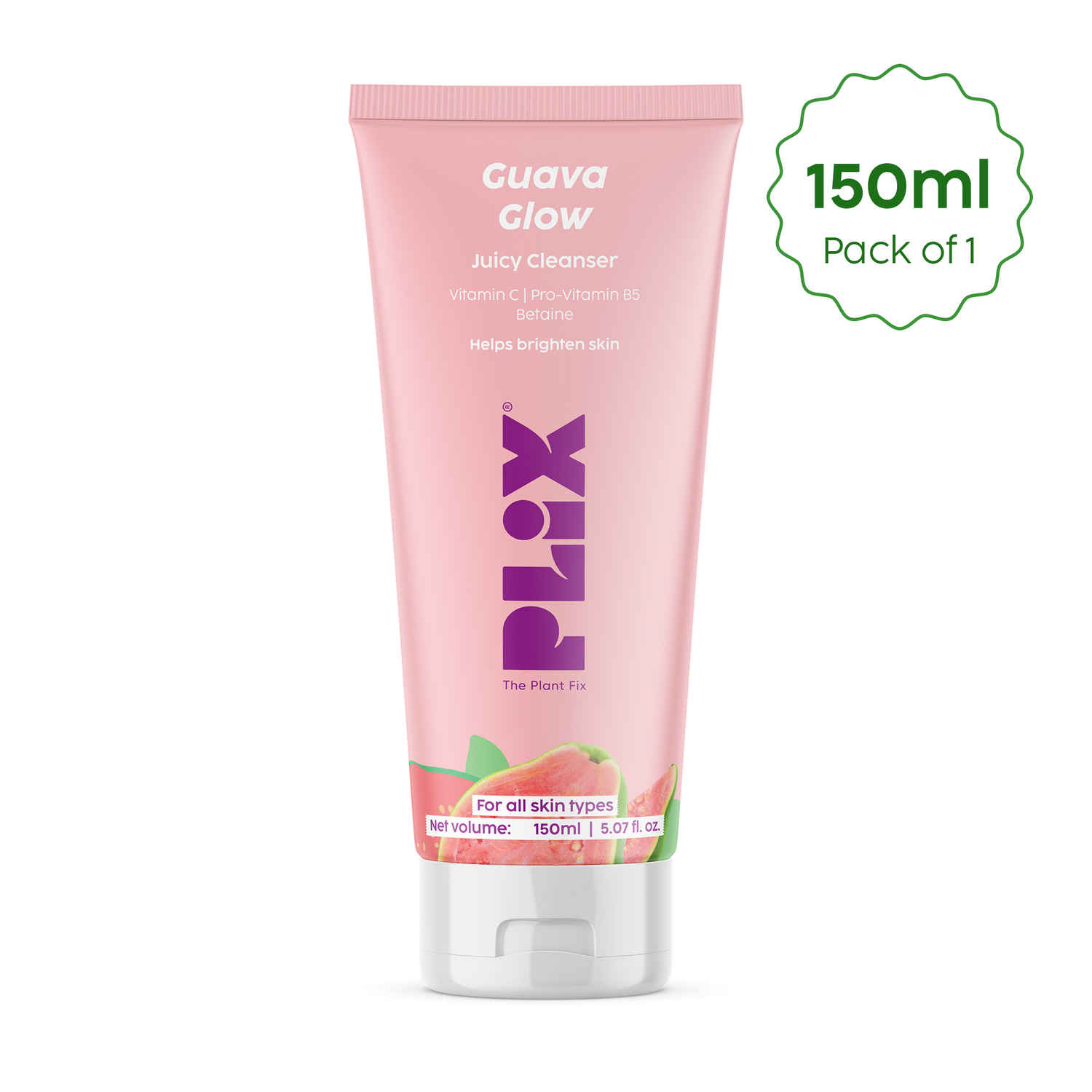 Buy PLIX Guava Glow Juicy Cleanser | With Vitamin C & Guava Extract | Hydrates & Brightens Skin | Gently Cleanses | All Skin Types | Dermatologically Tested | 150 ml - Purplle