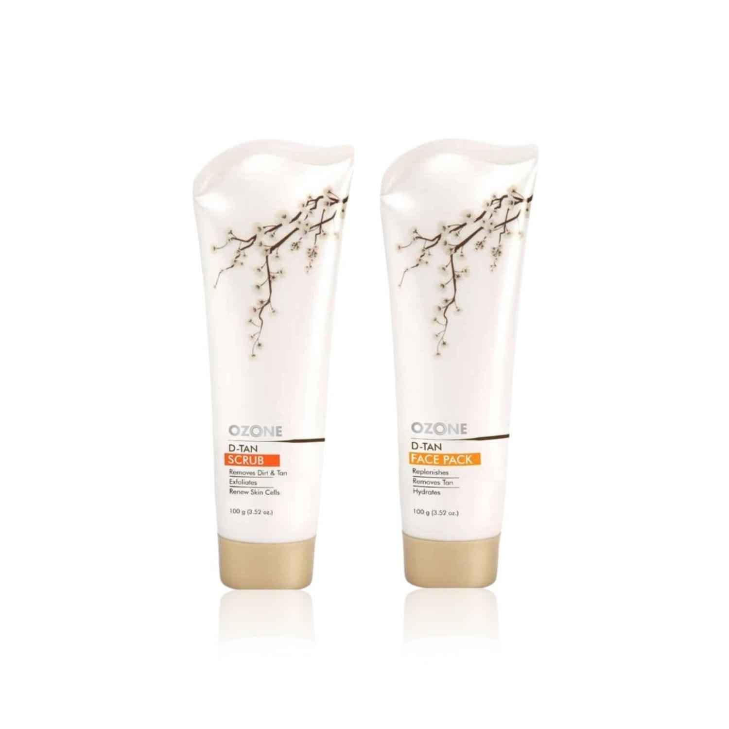 Buy OZONE D-Tan Glow Duo – Scrub + Face Pack Combo Pack of 2 - Purplle