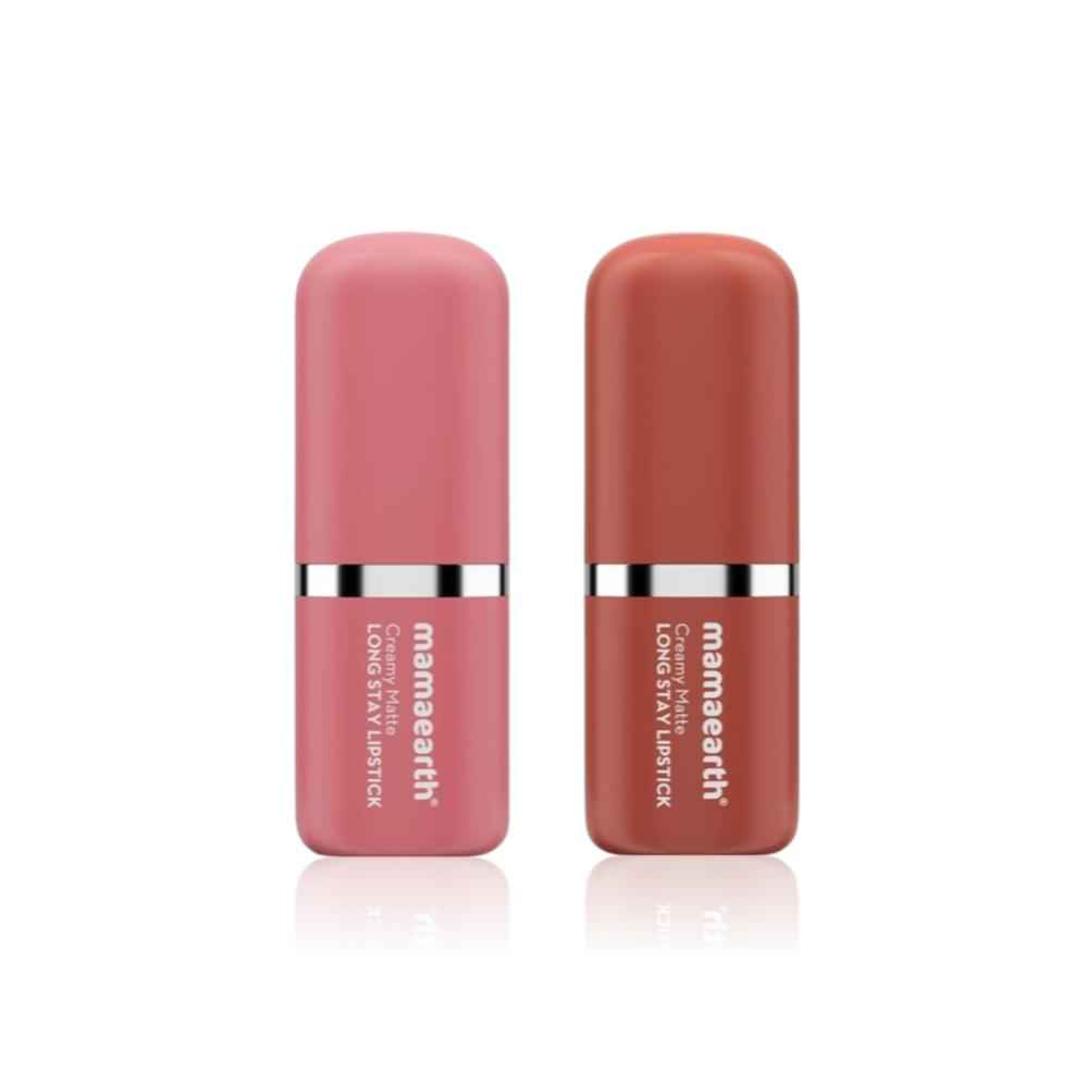 Buy Mamaearth Lipstick Duo Combo of 2 (Creamy Matte Long Stay Lipstick | Hibiscus Nude 4.2 gm + Creamy Matte Long Stay Lipstick | Apricot Taupe 4.2 gm) - Purplle