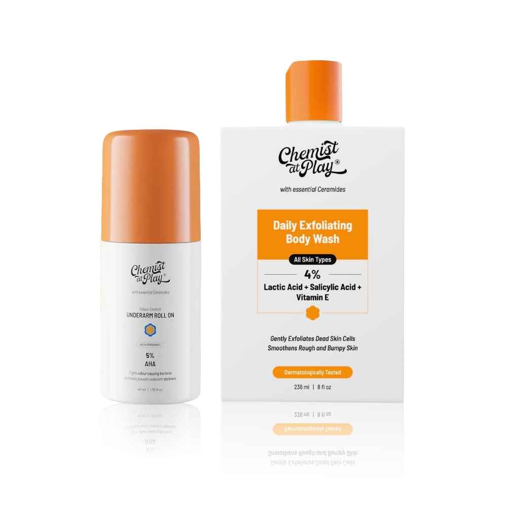 Buy Chemist at Play Morning Wash Combo 2| UnderArm Roll On (40ml) | Exfoliating Body Wash (236 ml) - Purplle