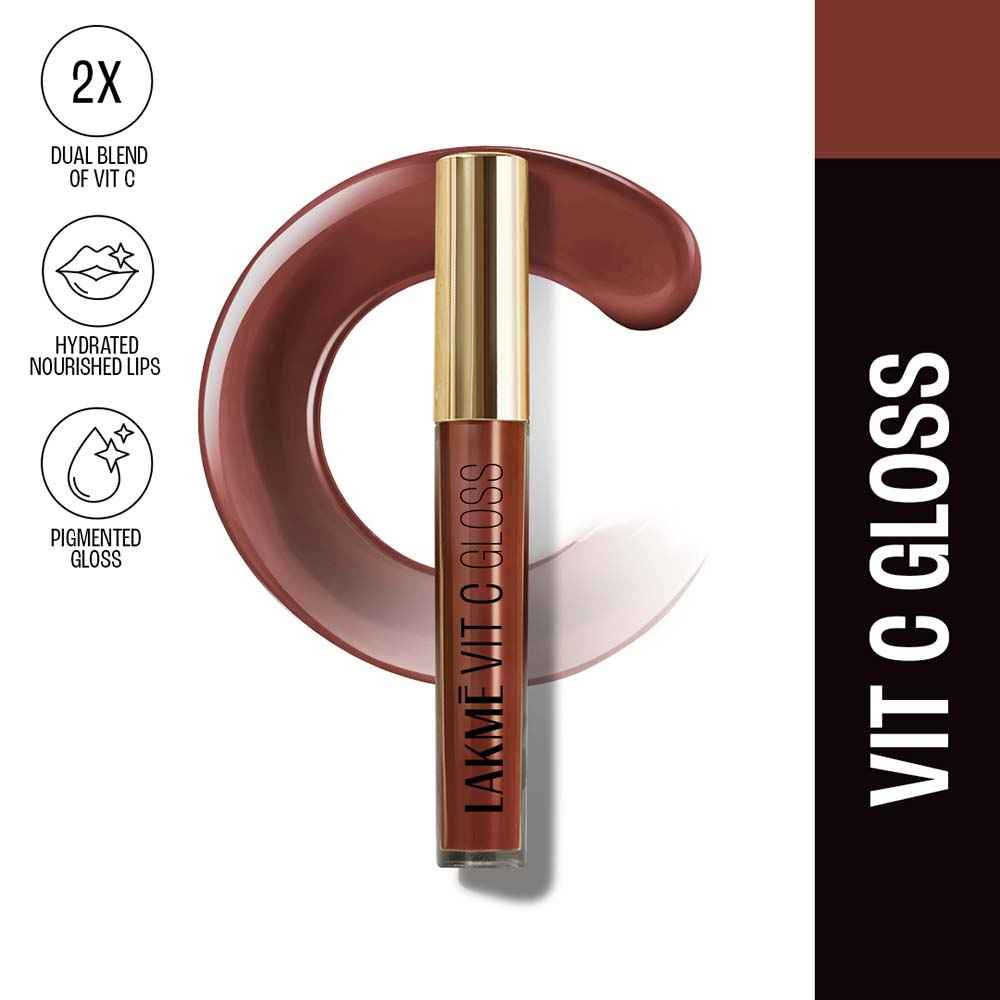 Buy Lakme Superglow VIT-C Gloss-Cocoa Brown - With 98% Vitamin C and Vitamin E Glass Finish Hydrating & Plumping Formula - C4-2.5 ml - Purplle