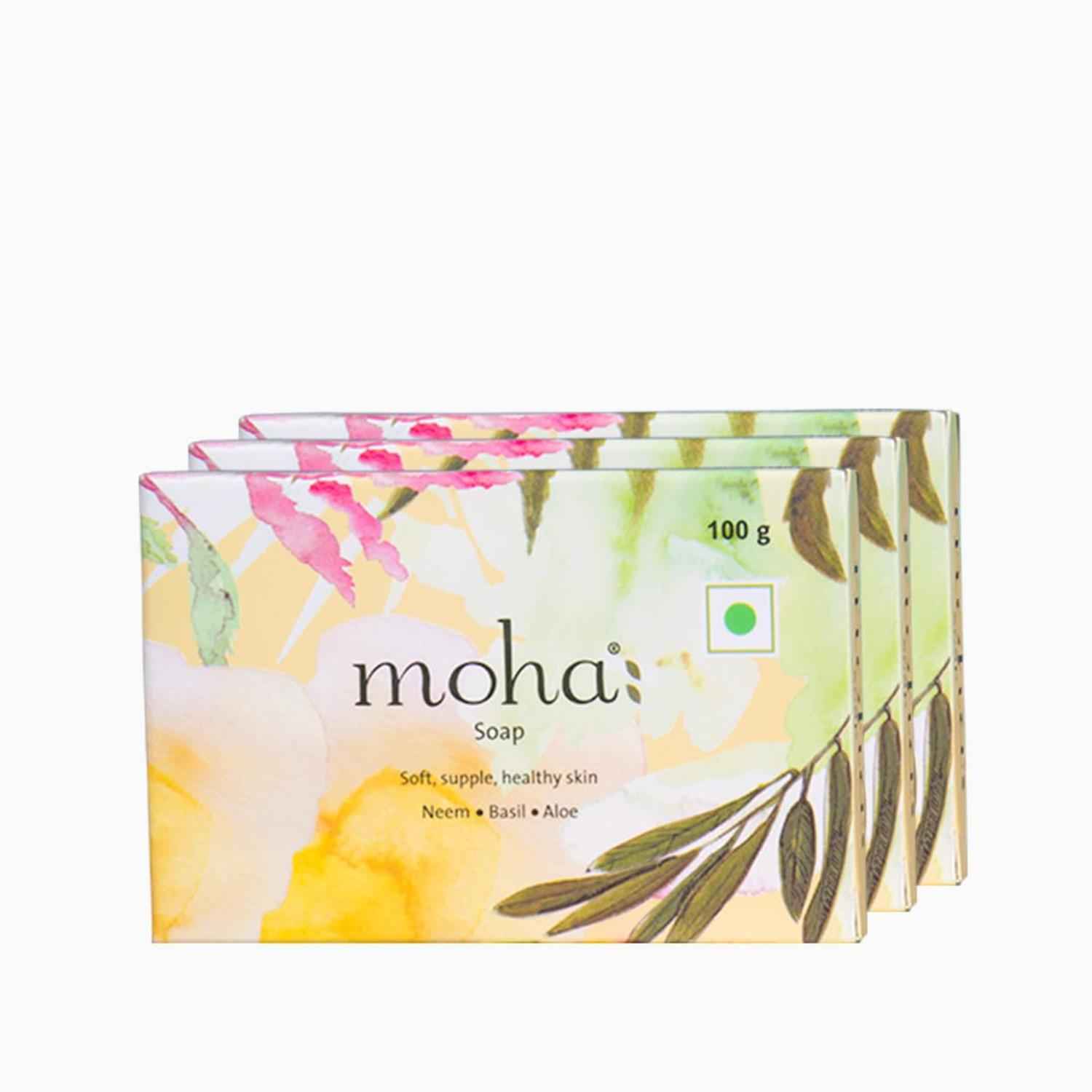 Buy Moha Anti-Acne & Antibacterial Herbal Soap For Clear & Healthy Skin With Herbs - Pack Of 3 300 gm - Purplle