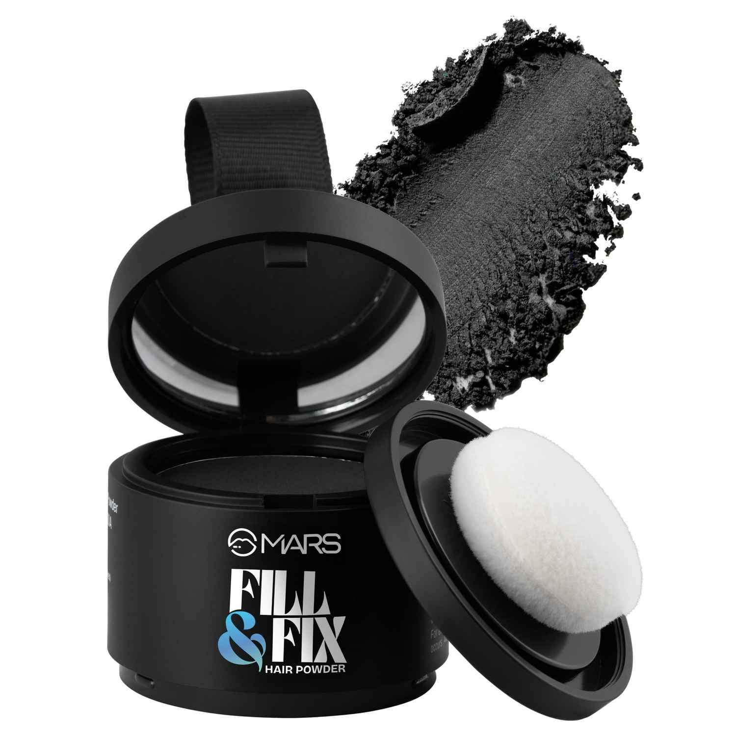 Buy MARS Fill & Flex Hair Powder with Mirror & Puff (3.8 gm) (Black) | Upto 12 Hr Long-Lasting & Sweatproof | Natural Fuller Look For Bald Spots & Thinning Areas | Easily Washable - Purplle
