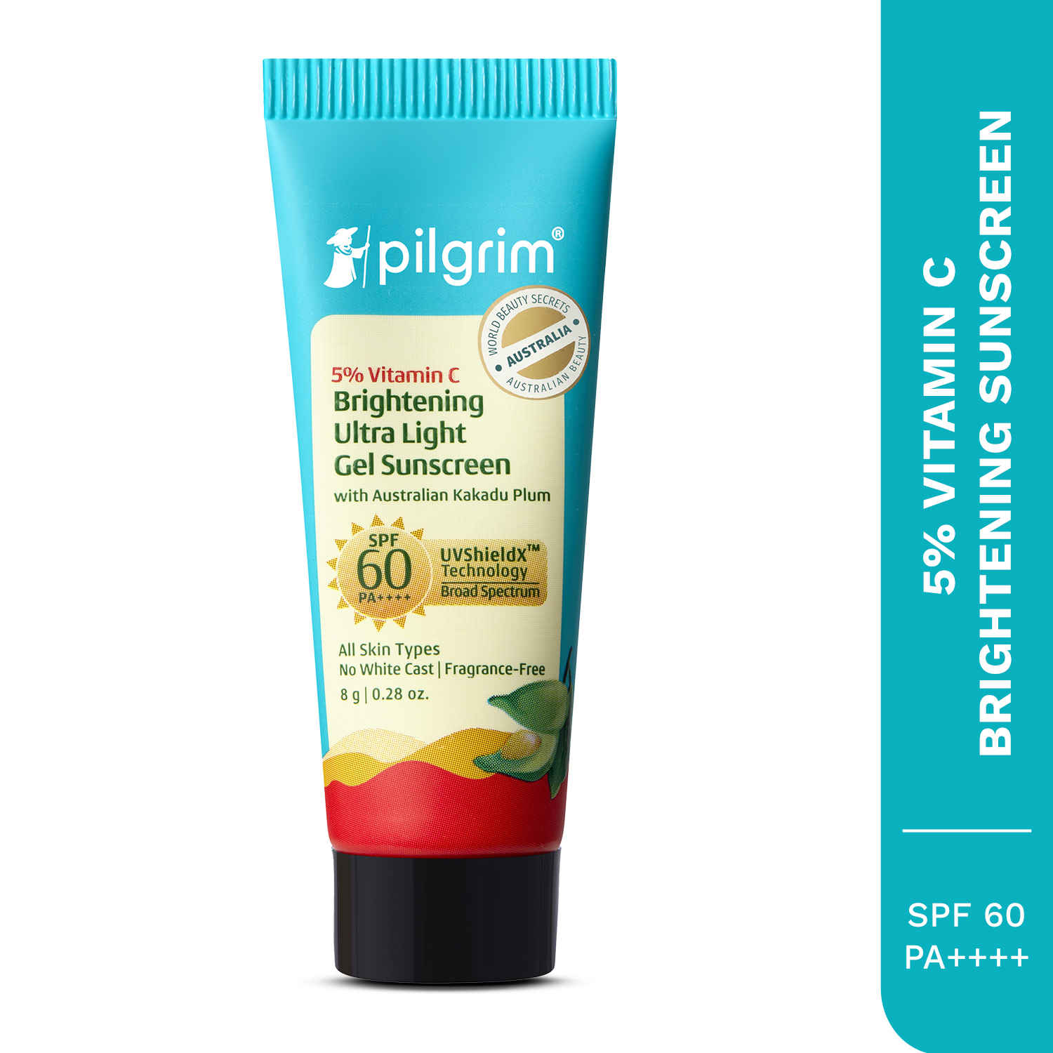 Buy Pilgrim 5% Vitamin C Brightening Ultra Light Gel Sunscreen SPF 60 Pa++++ 8 gm (Minis) - Purplle