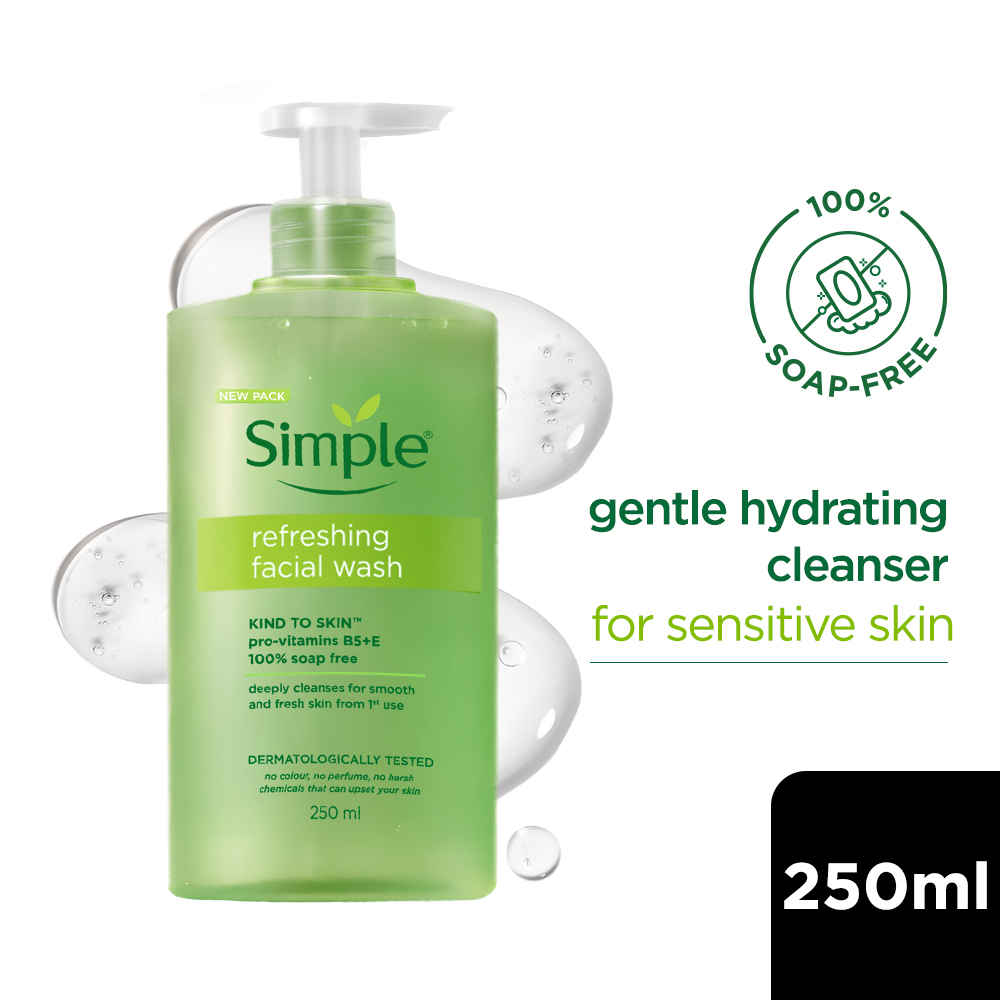Buy Simple Refreshing Facial Wash | 100% Soap-Free | Perfect for Sensitive Skin | For Daily Use | 250 ml - Purplle