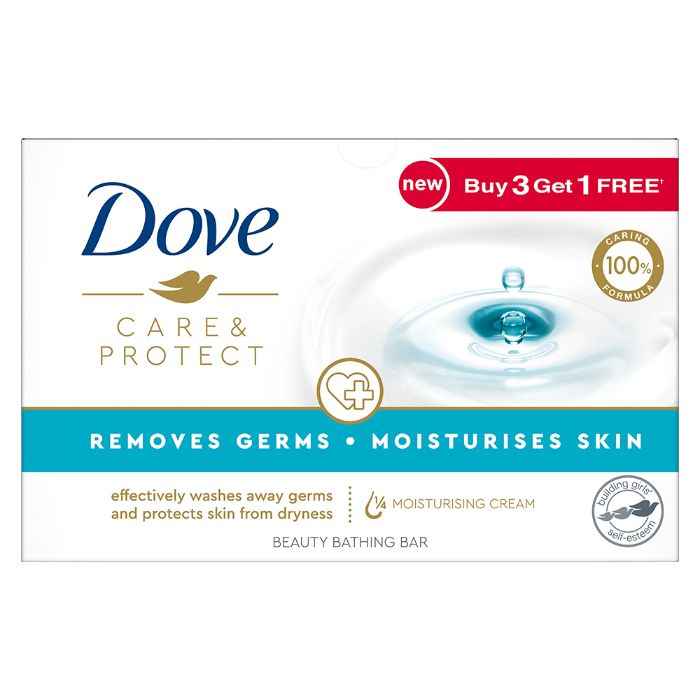 Buy Dove Care & Protect Moisturising Cream Beauty Bathing Bar, 100 gm (Buy 3 & Get 1 Free) - Purplle