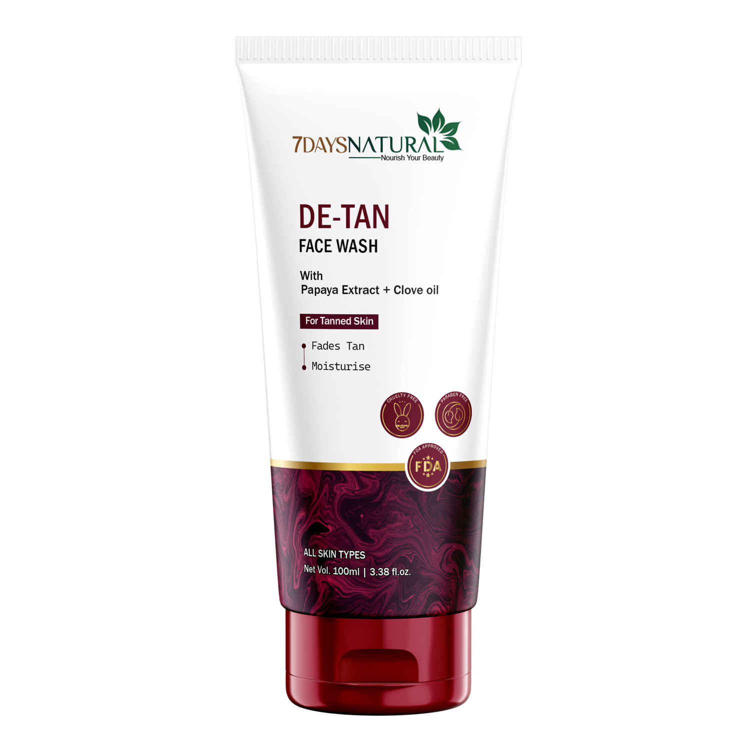Buy 7 Days Natural De-Tan Face Wash Glow Restore – 100 ml - Purplle