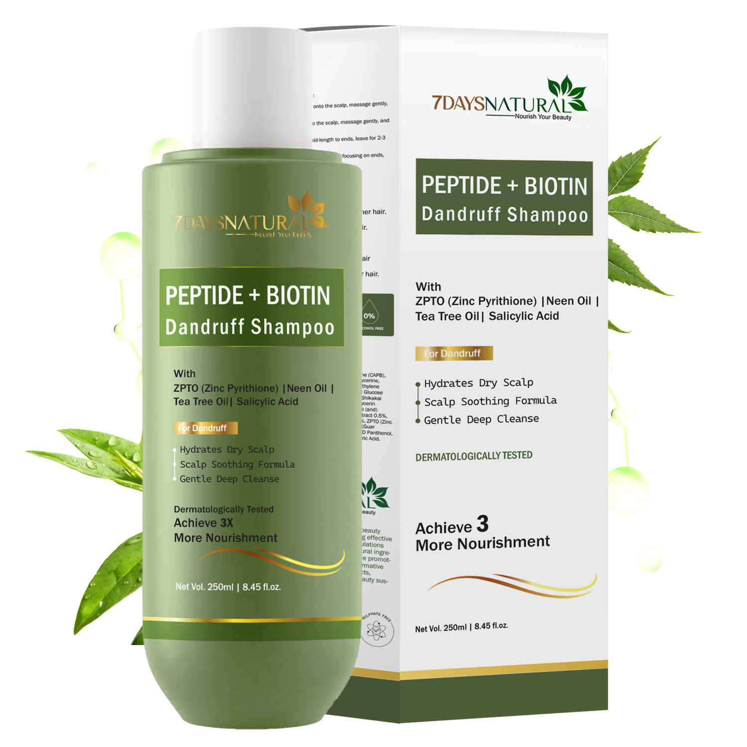 Buy 7 Days Natural Peptide + Biotin Dandruff Shampoo Scalp Care – 250 ml - Purplle